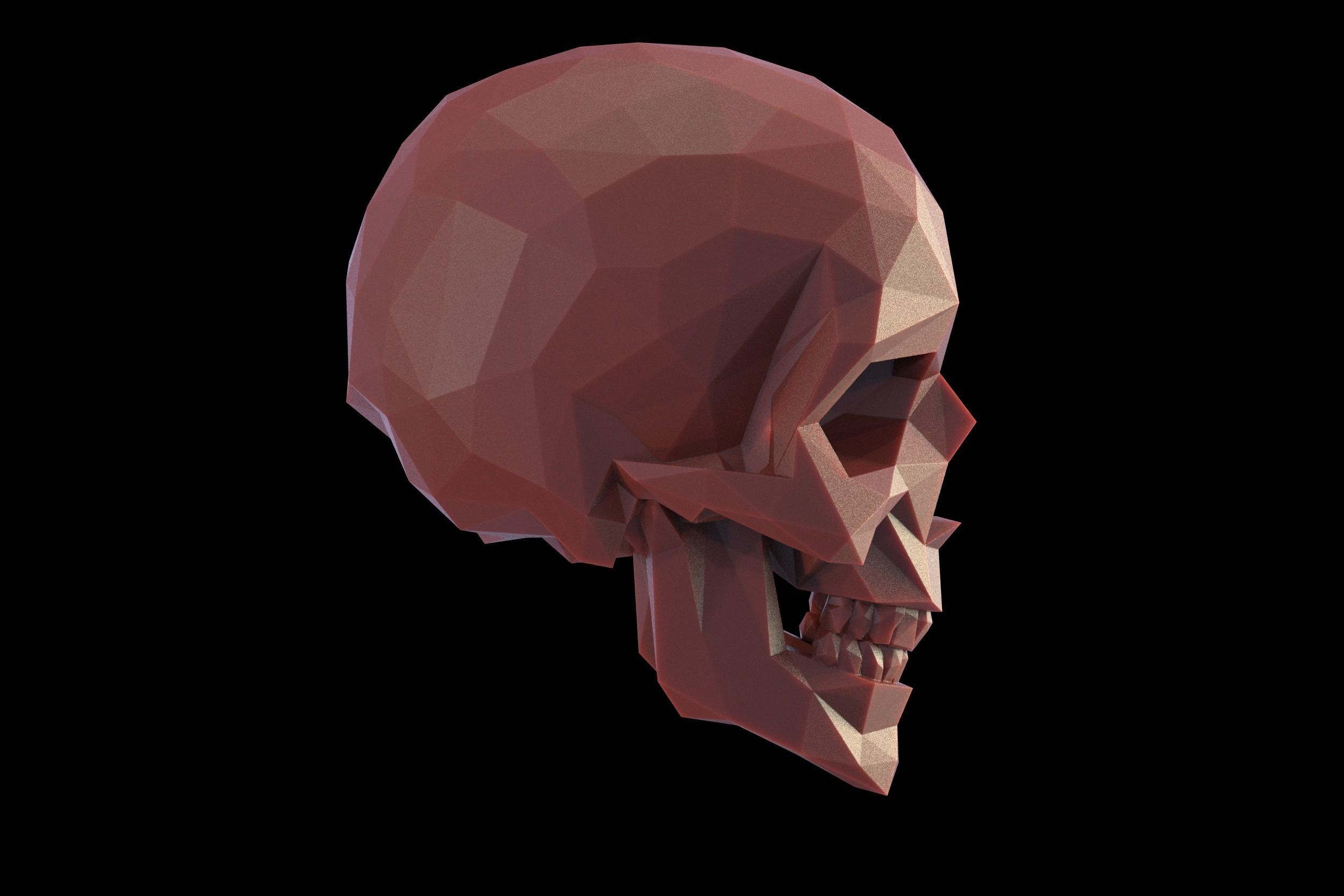Low Poly 3D SKULL polygonal 3D print model_3