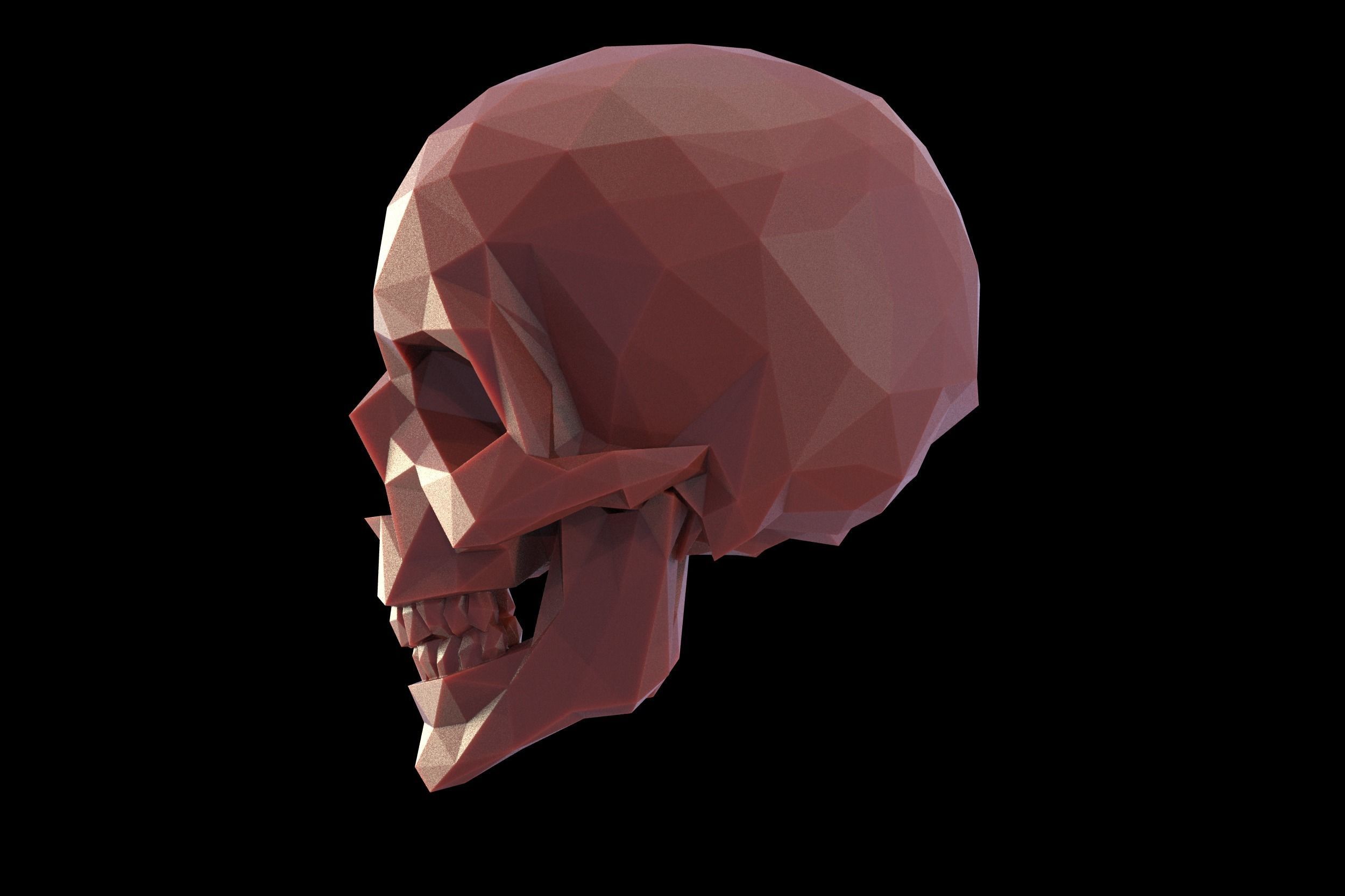 Low Poly 3D SKULL polygonal 3D print model_1
