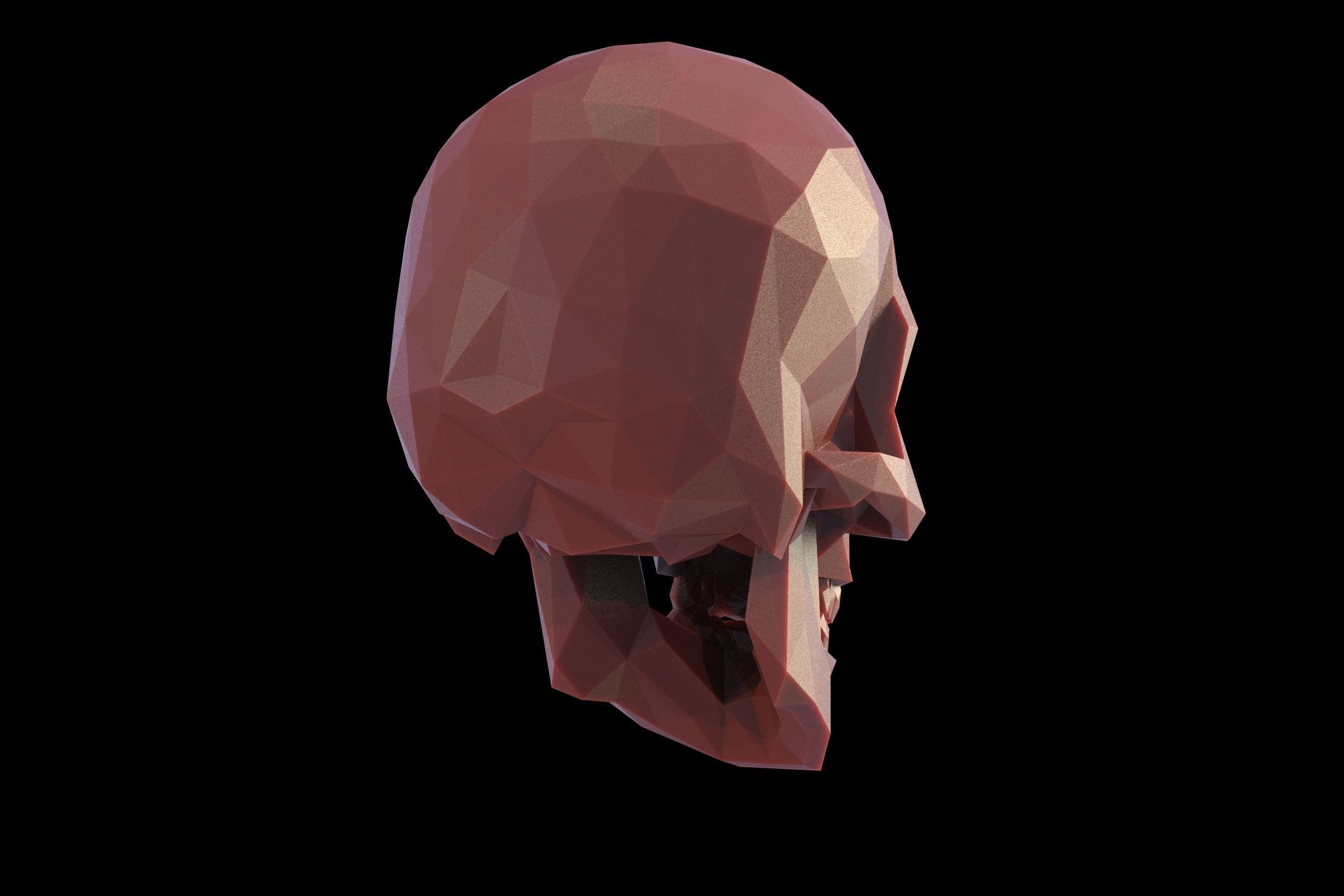 Low Poly 3D SKULL polygonal 3D print model_5