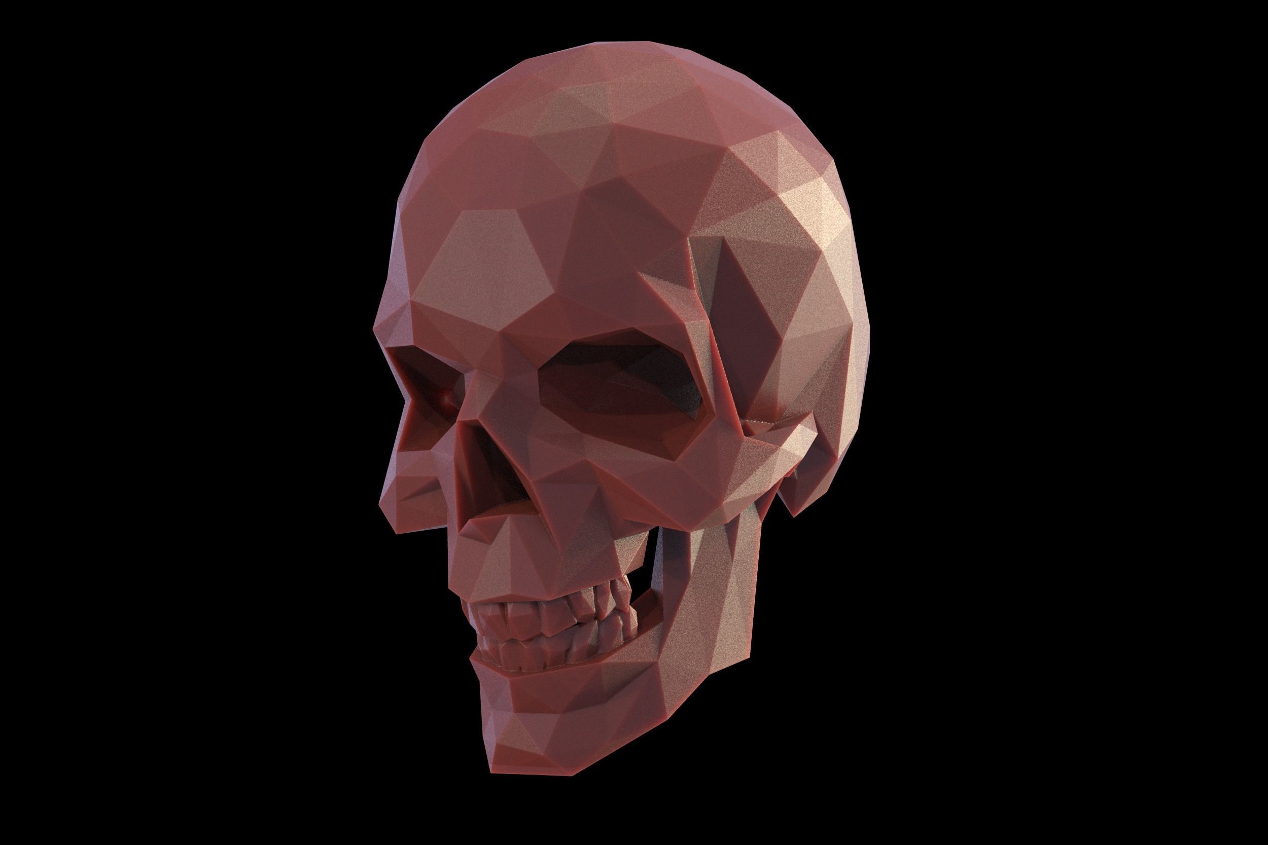 Low Poly 3D SKULL polygonal 3D print model_2