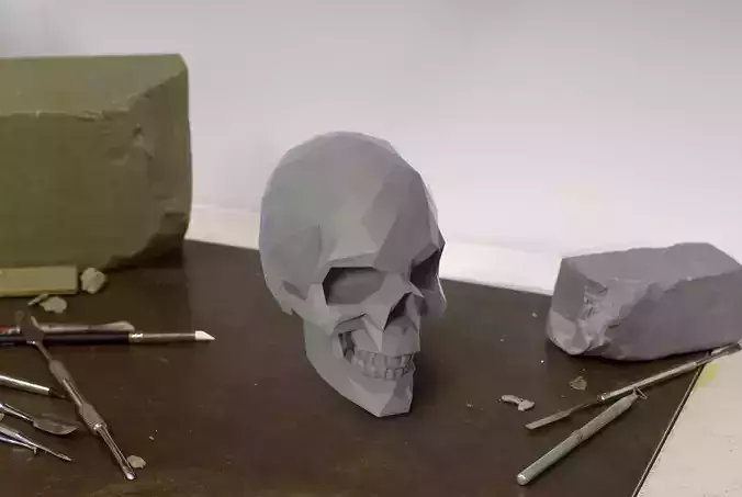 Low Poly 3D SKULL polygonal 3D print model