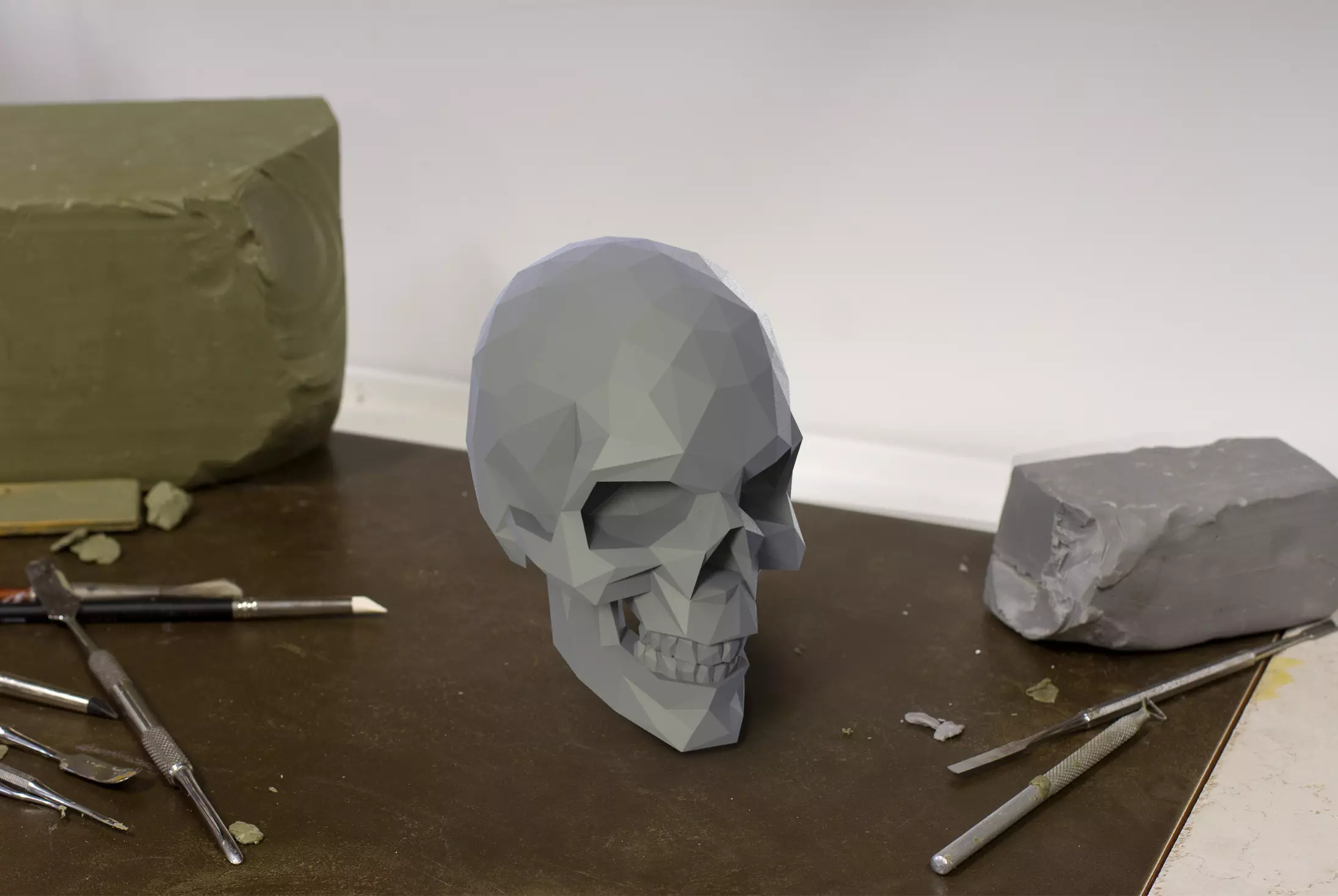 Low Poly 3D SKULL polygonal 3D print model_0