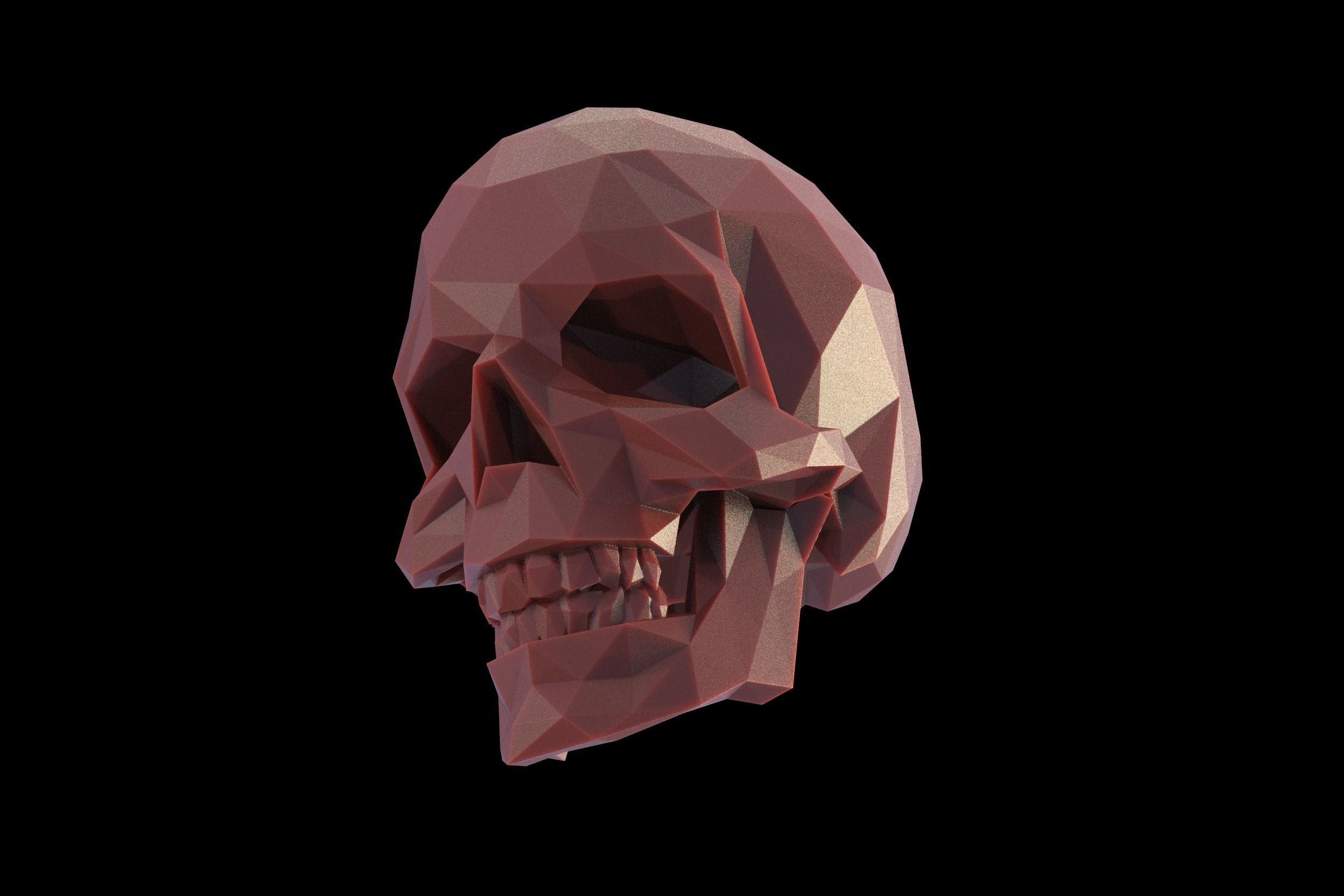 Low Poly 3D SKULL polygonal 3D print model_6