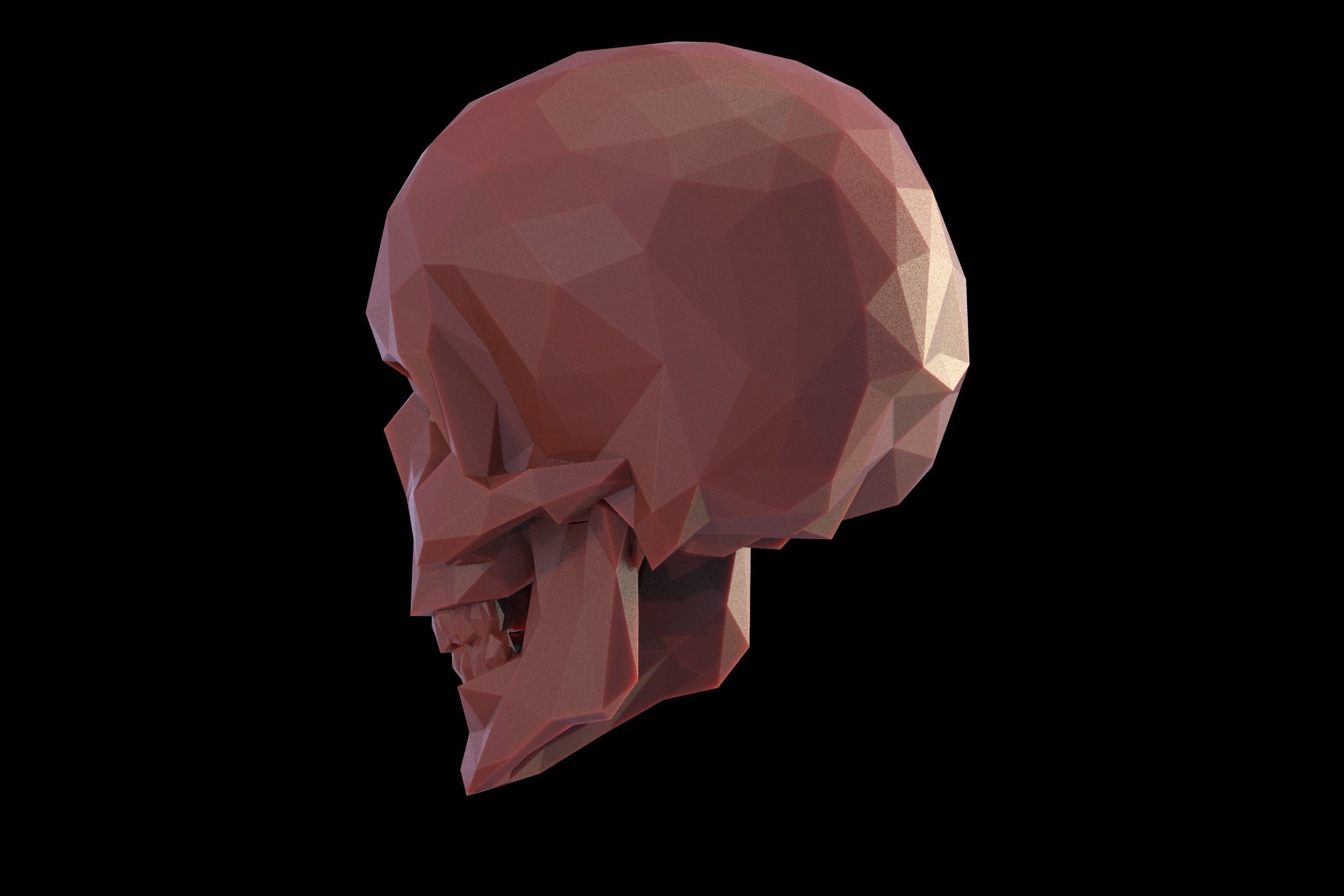 Low Poly 3D SKULL polygonal 3D print model_4