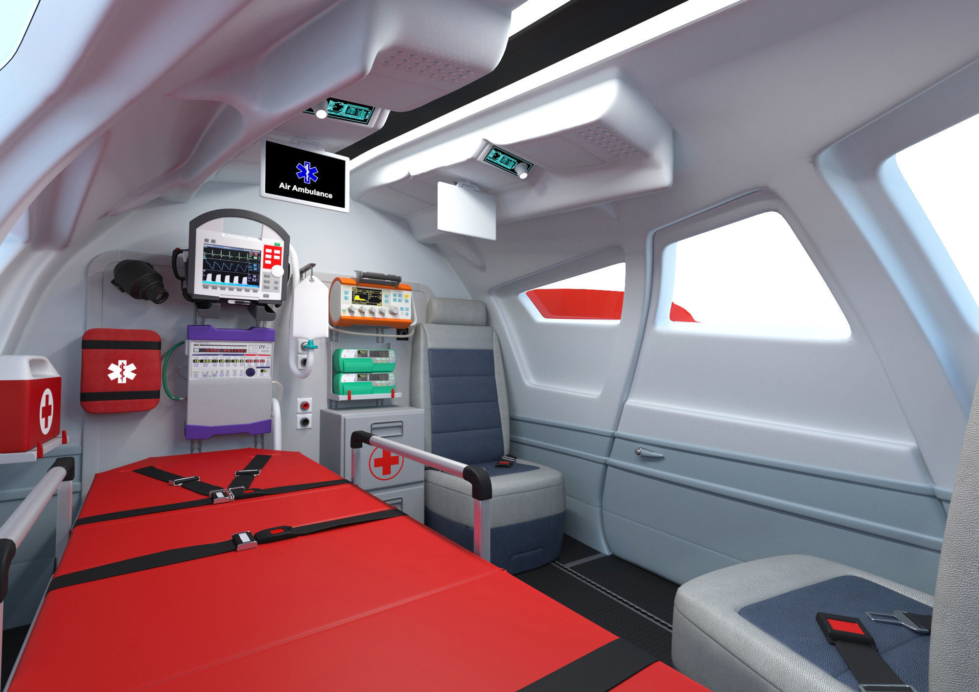 Medical Ambulance XTI Electric Aircraft eVTOL with Interior 3D model_7