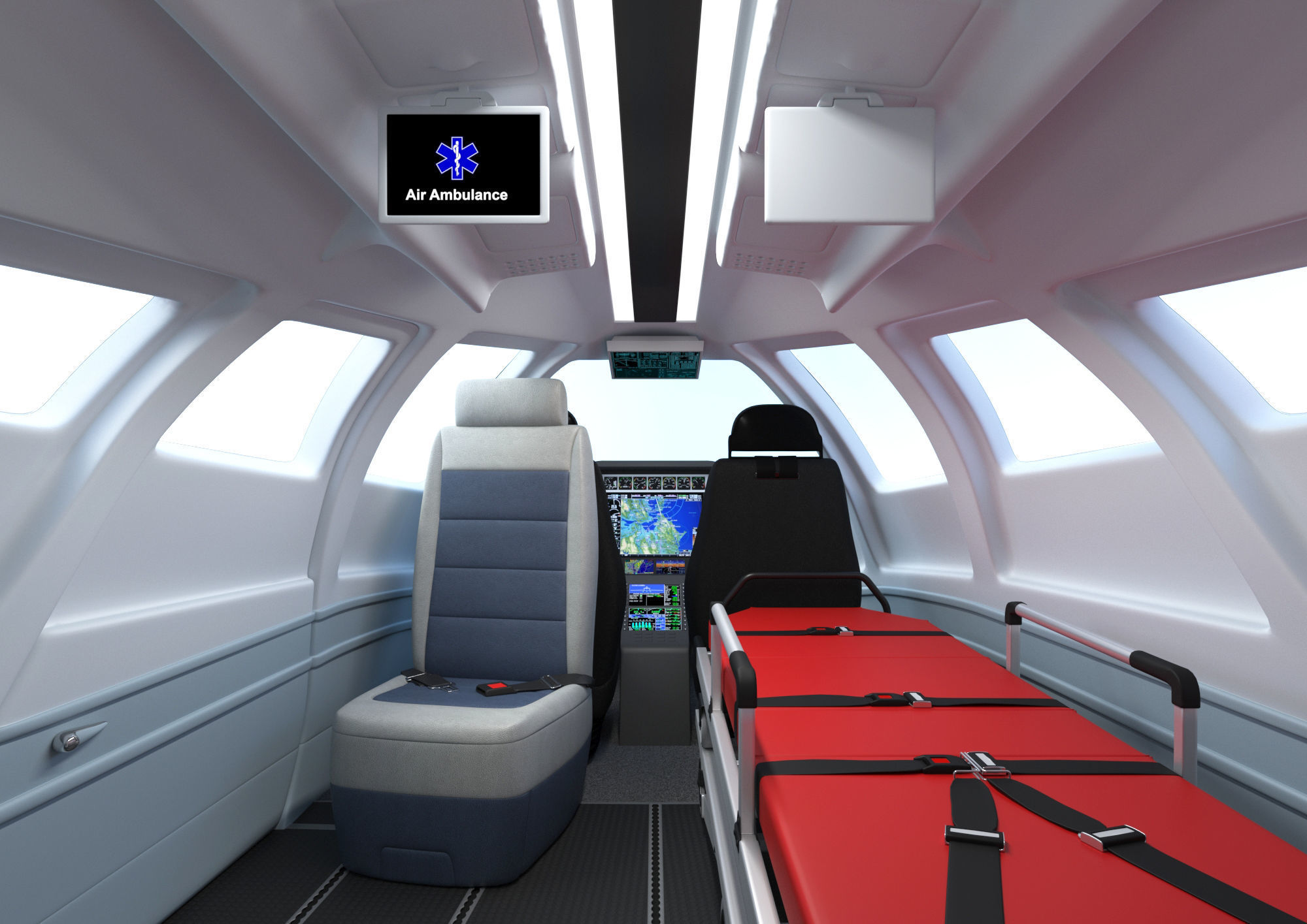 Medical Ambulance XTI Electric Aircraft eVTOL with Interior 3D model_6