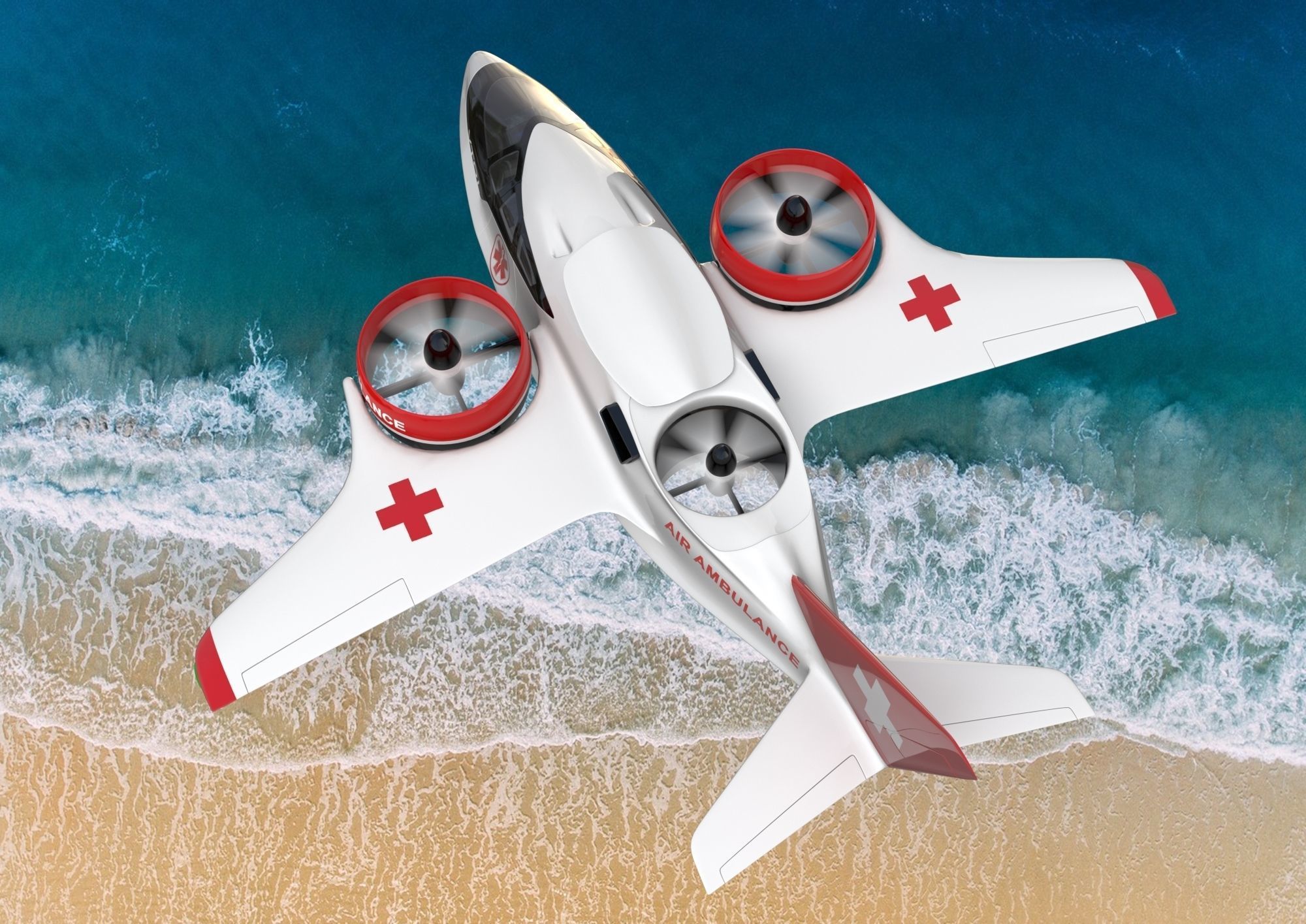 Medical Ambulance XTI Electric Aircraft eVTOL with Interior 3D model_2
