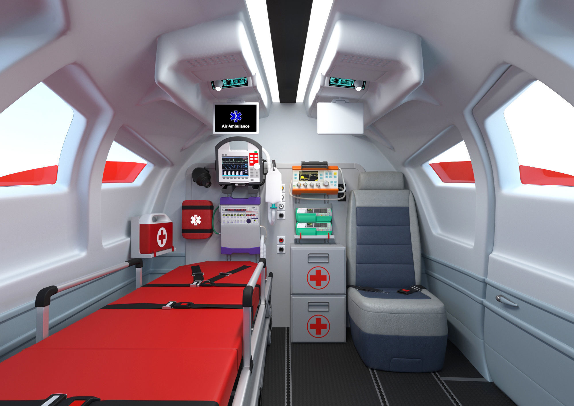 Medical Ambulance XTI Electric Aircraft eVTOL with Interior 3D model_1