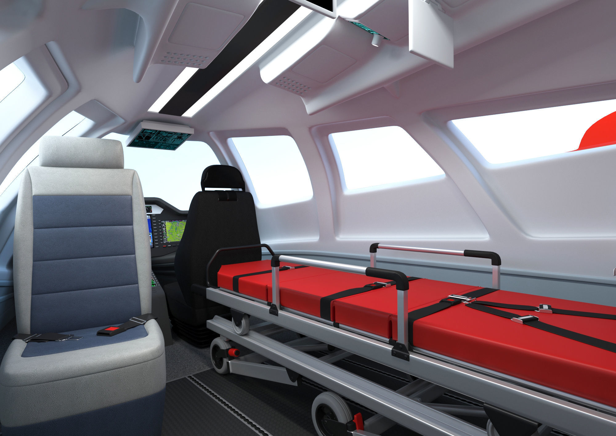 Medical Ambulance XTI Electric Aircraft eVTOL with Interior 3D model_8