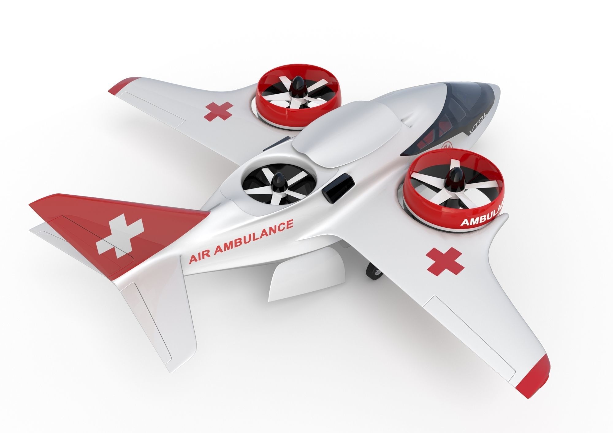 Medical Ambulance XTI Electric Aircraft eVTOL with Interior 3D model_11