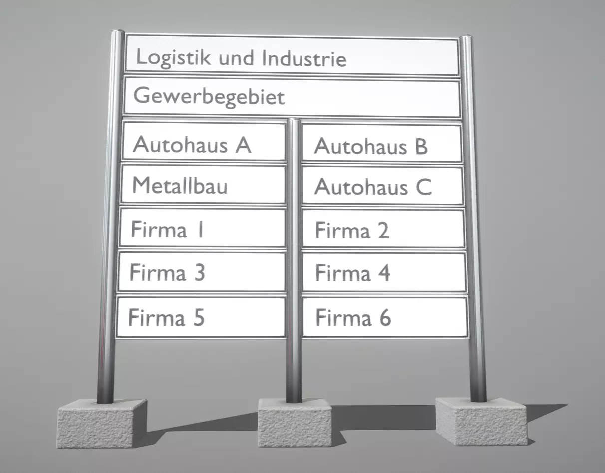Company Signpost 2 Columns Low-Poly Version 3D model_0
