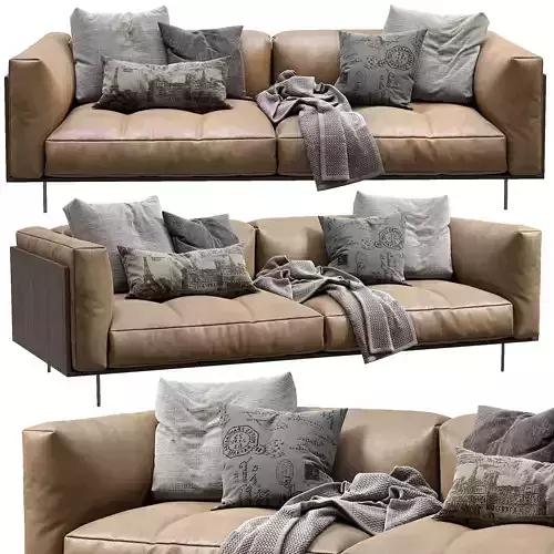 Living Divani Leather Sofa Rodwood 3D model