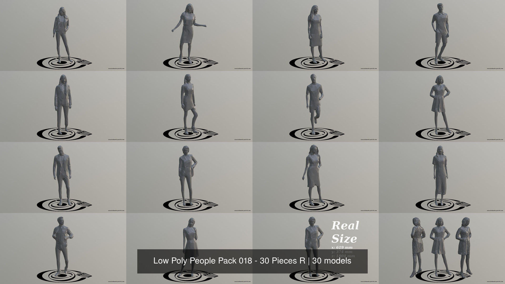 Low Poly People Pack 018 - 30 Pieces R 3D Model Collection_2
