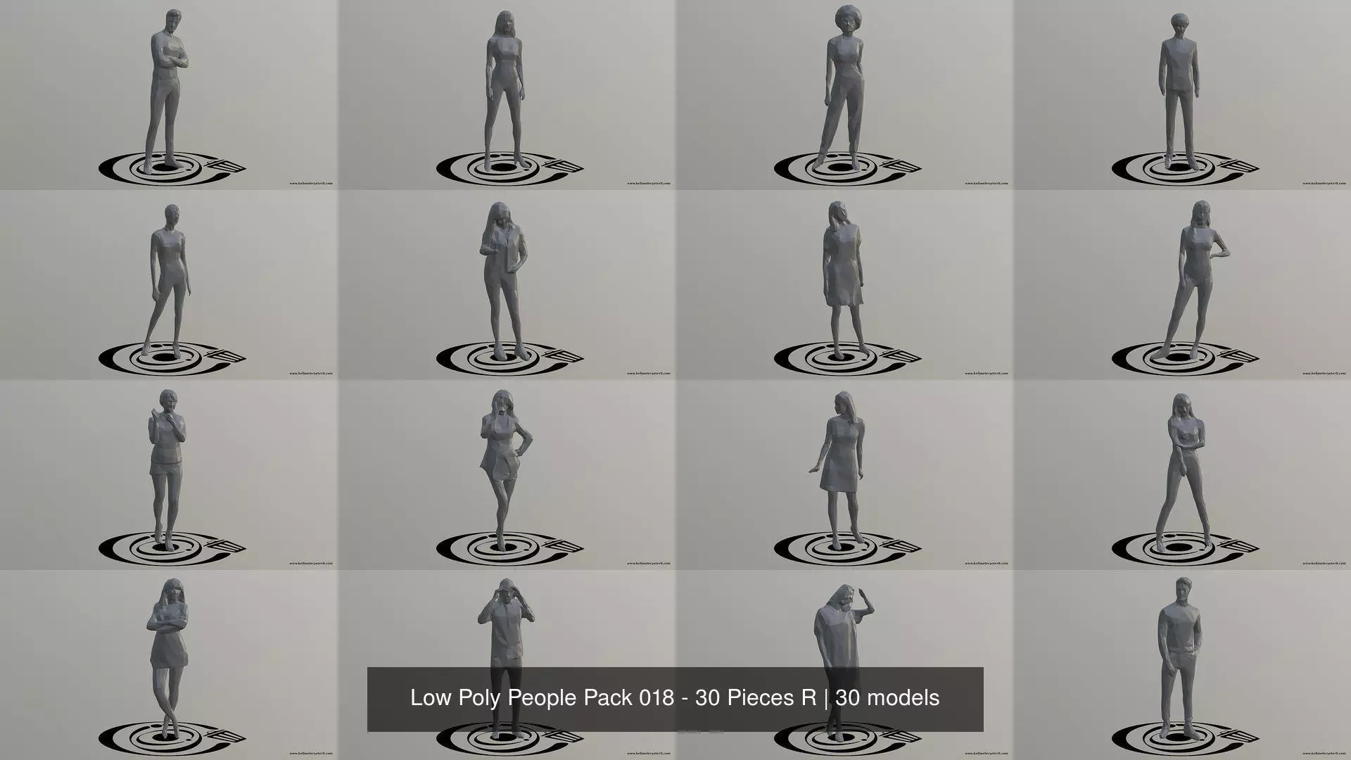 Low Poly People Pack 018 - 30 Pieces R 3D Model Collection_0