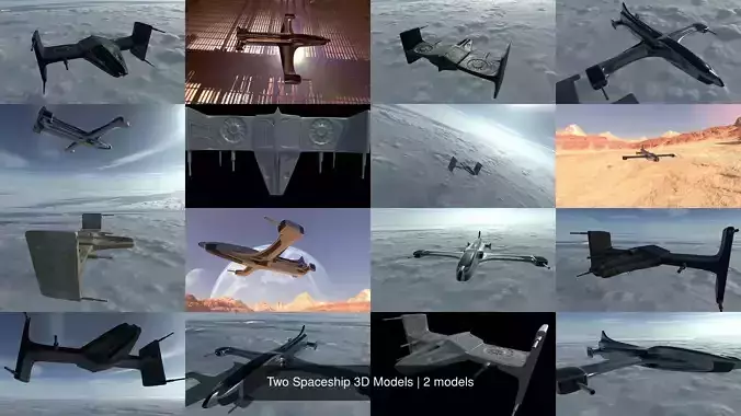 Two Spaceship 3D Models 3D Model Collection
