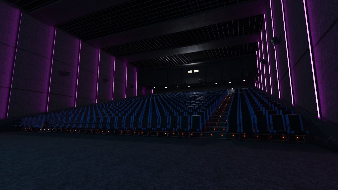 Movie theater Low-poly 3D model_1