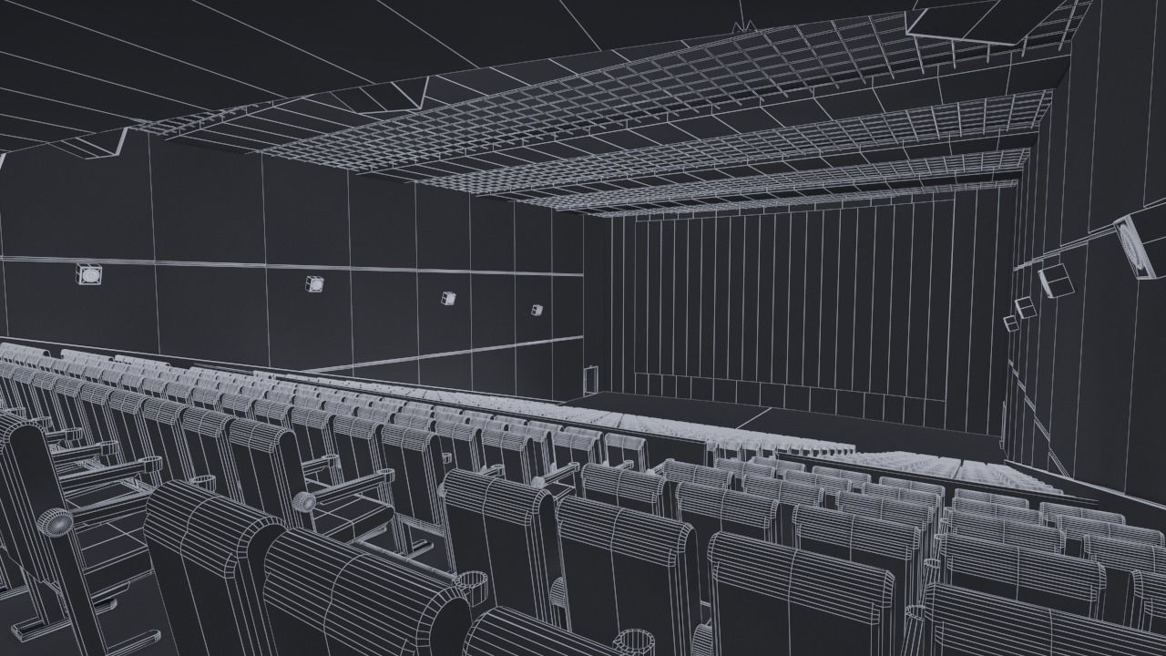 Movie theater Low-poly 3D model_12