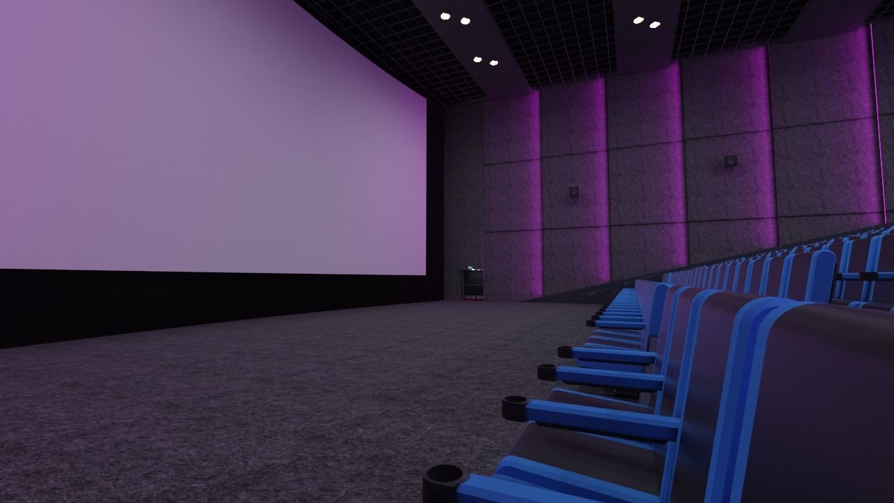Movie theater Low-poly 3D model_8