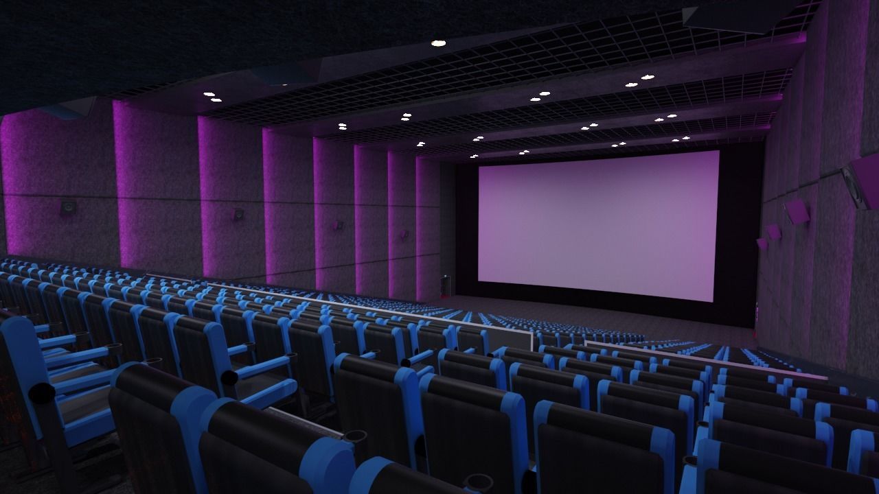 Movie theater Low-poly 3D model_5