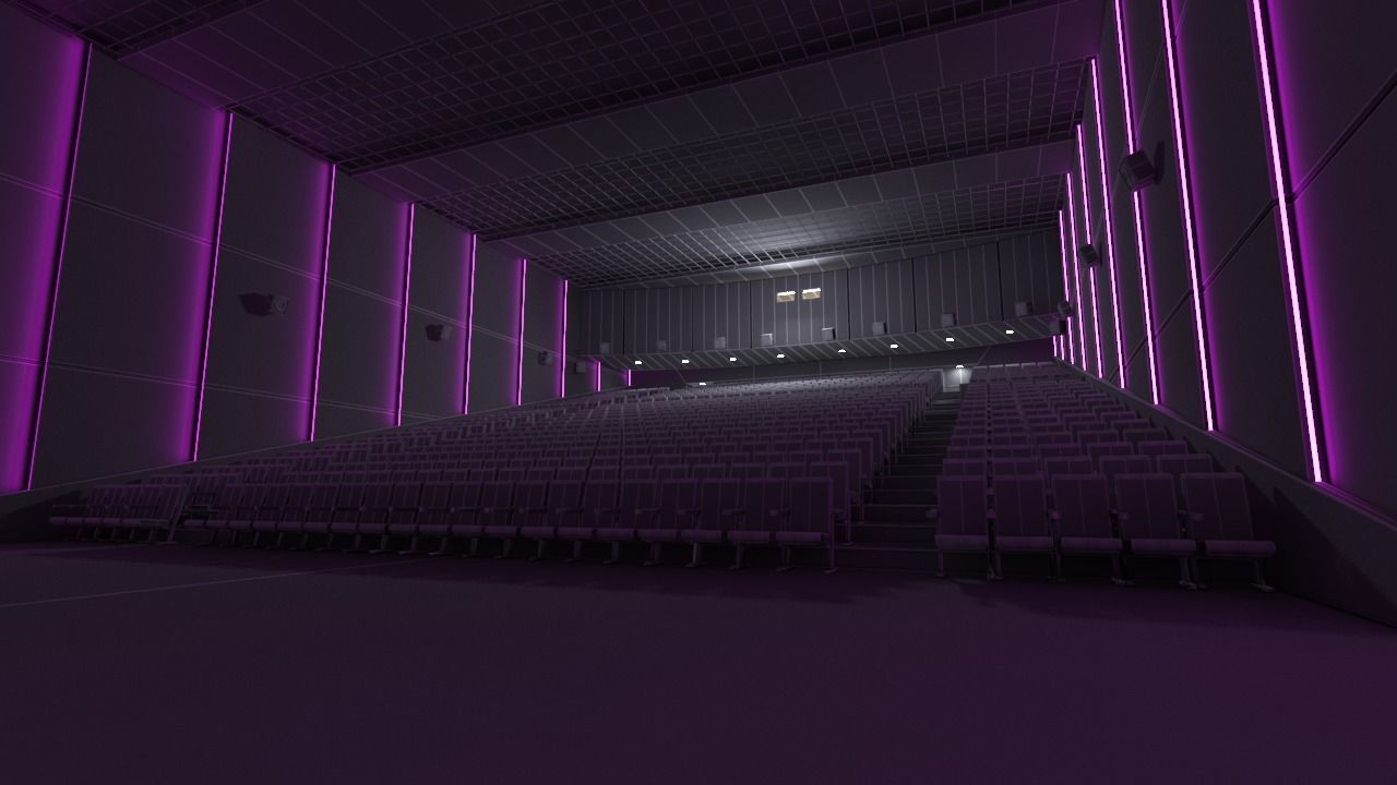 Movie theater Low-poly 3D model_9