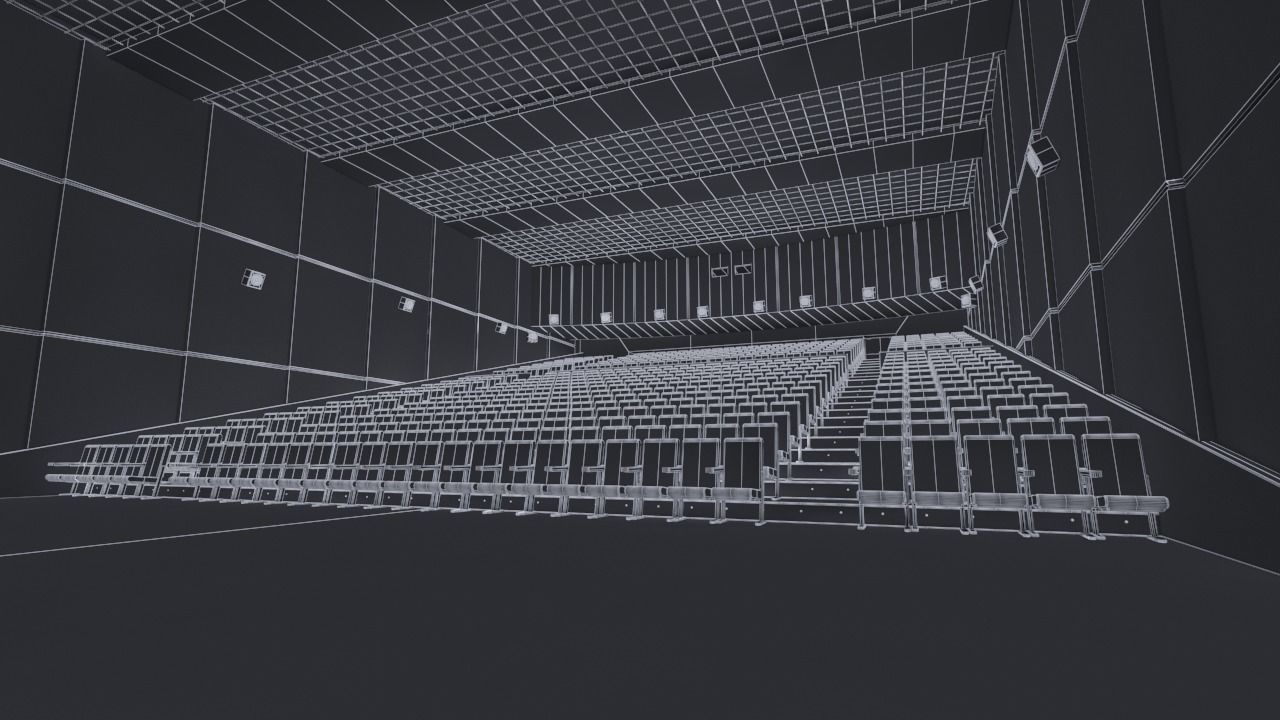 Movie theater Low-poly 3D model_11
