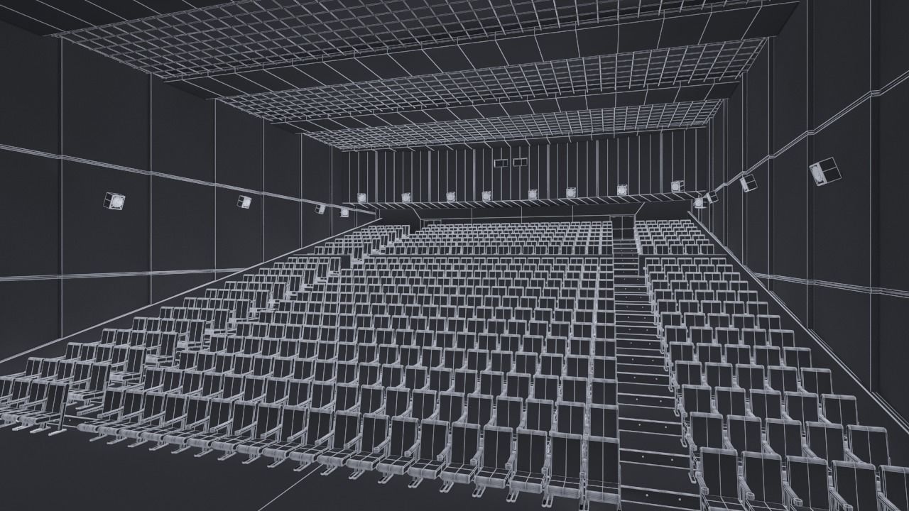 Movie theater Low-poly 3D model_13