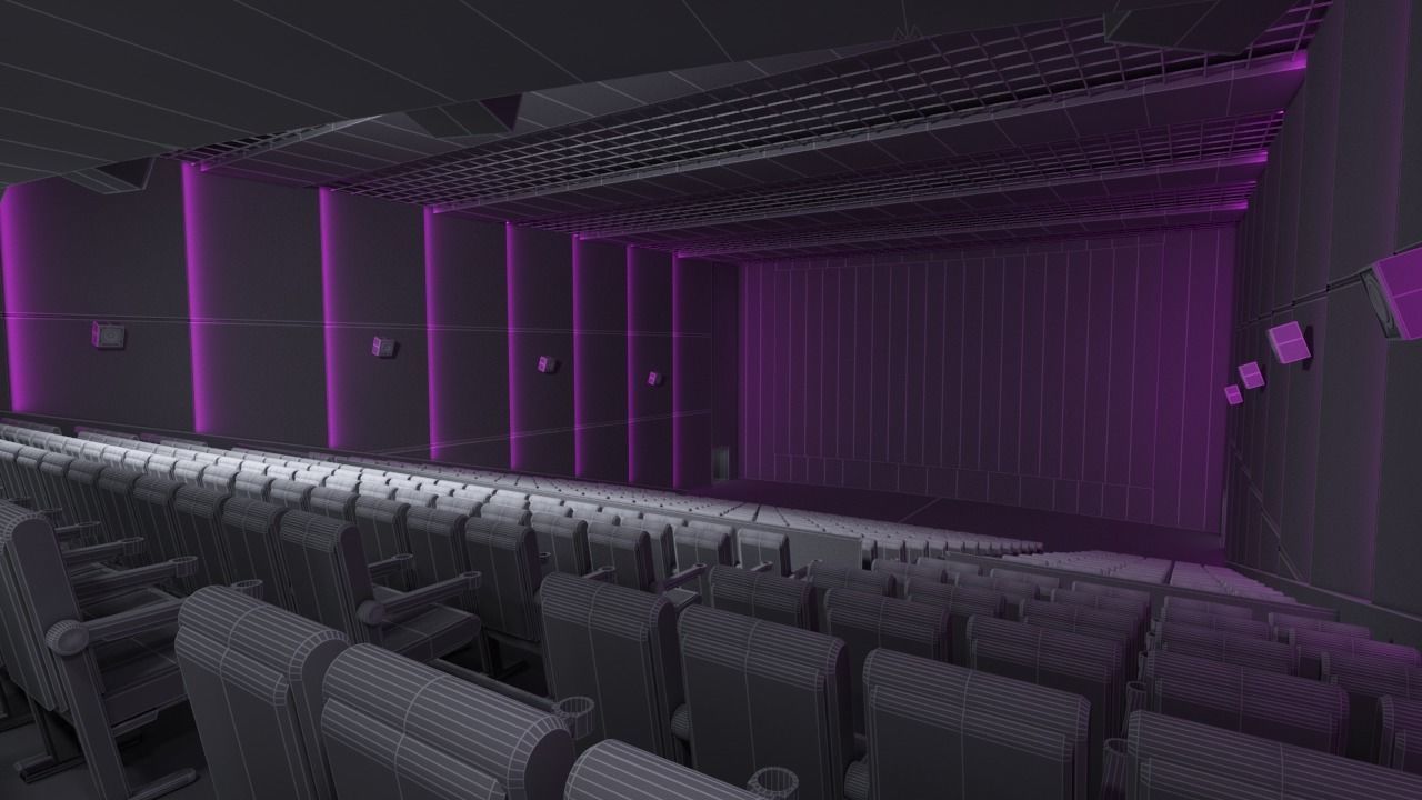 Movie theater Low-poly 3D model_10