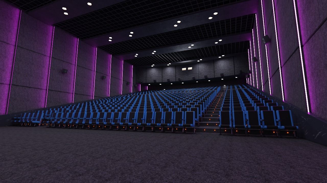 Movie theater Low-poly 3D model_7