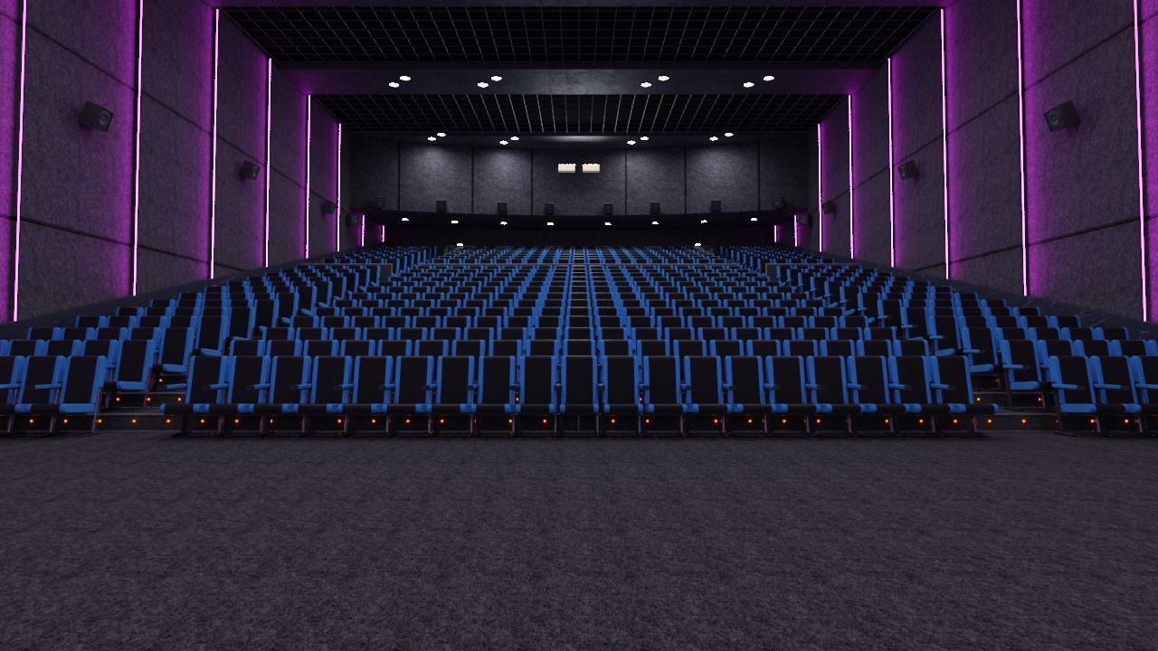 Movie theater Low-poly 3D model_4