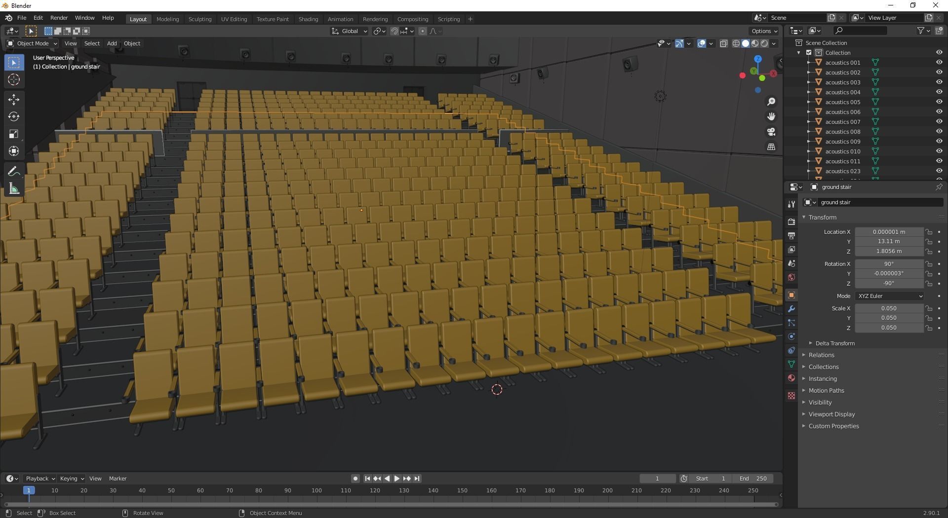 Movie theater Low-poly 3D model_18