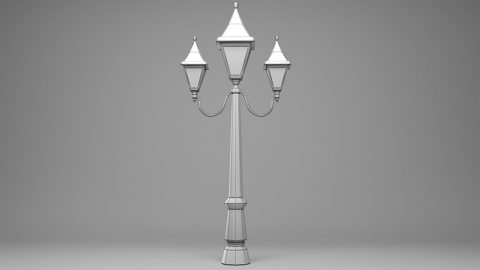 Victorian Street Lamp Low-poly 3D model_10