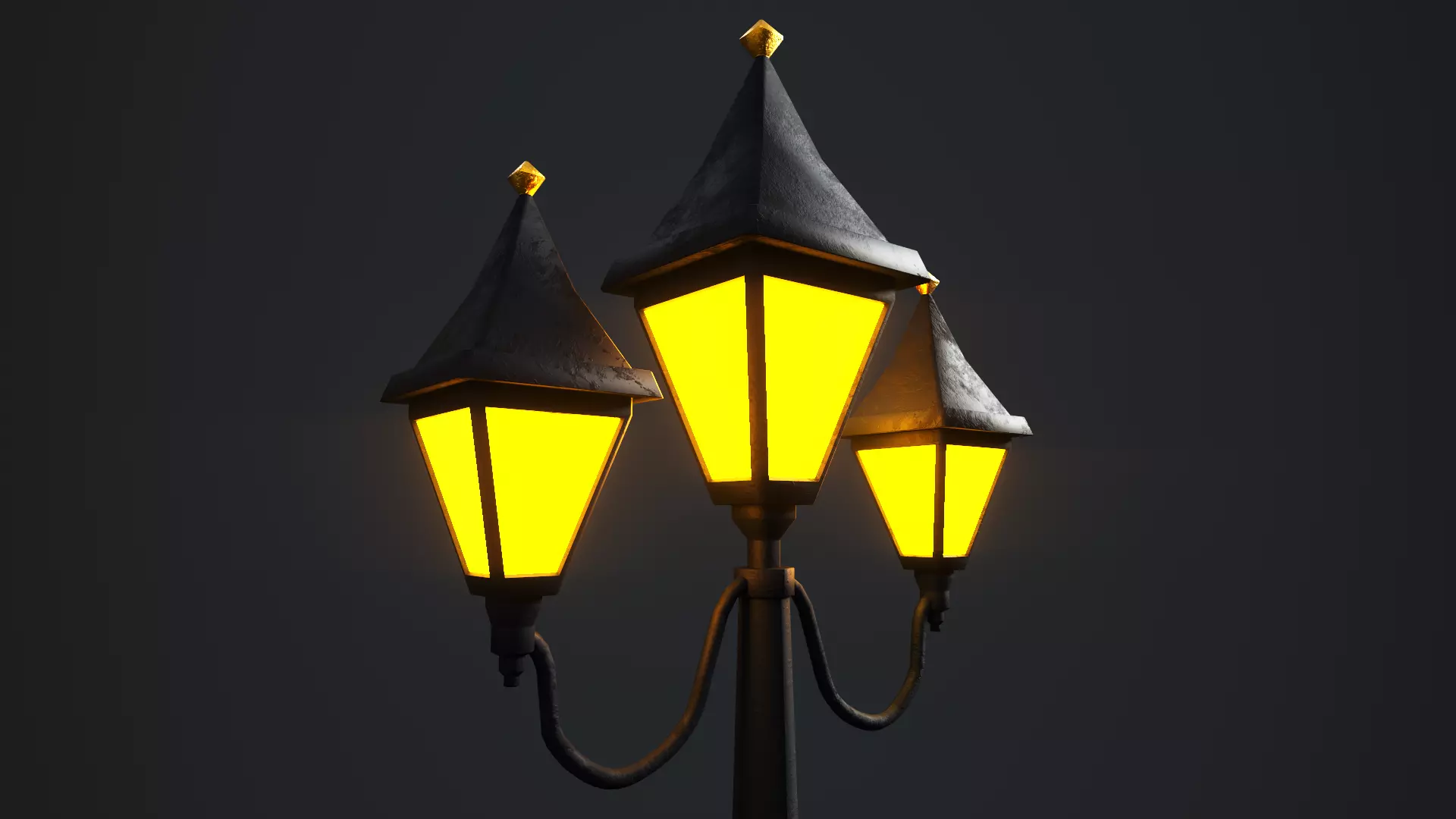 Victorian Street Lamp Low-poly 3D model_0