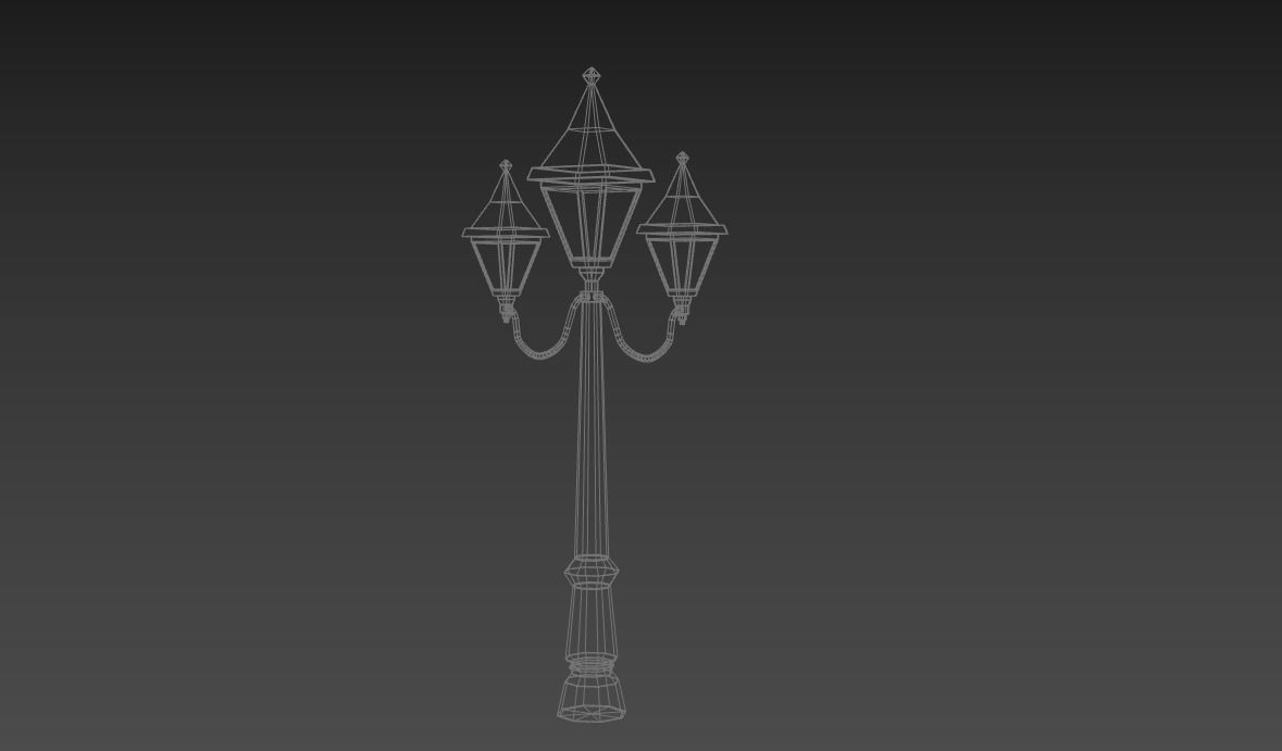 Victorian Street Lamp Low-poly 3D model_12