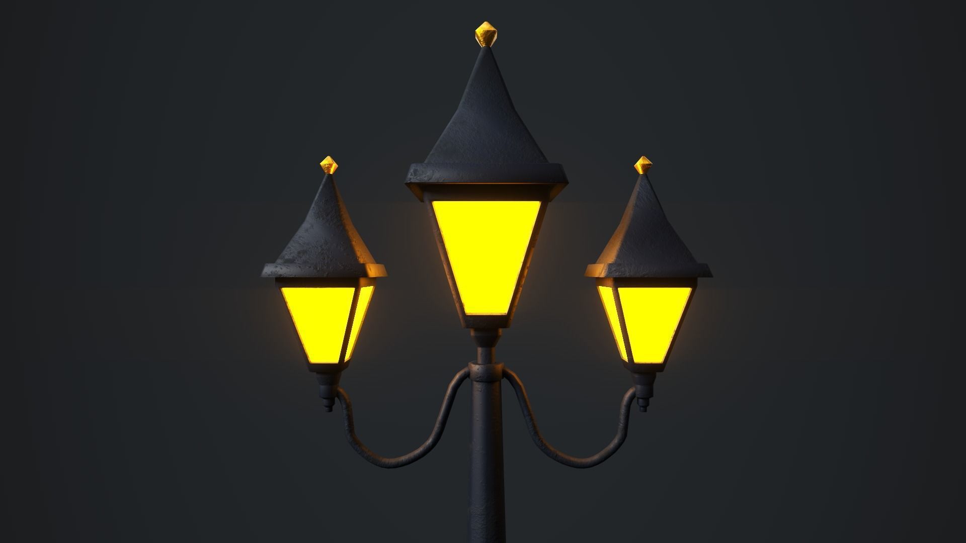 Victorian Street Lamp Low-poly 3D model_2