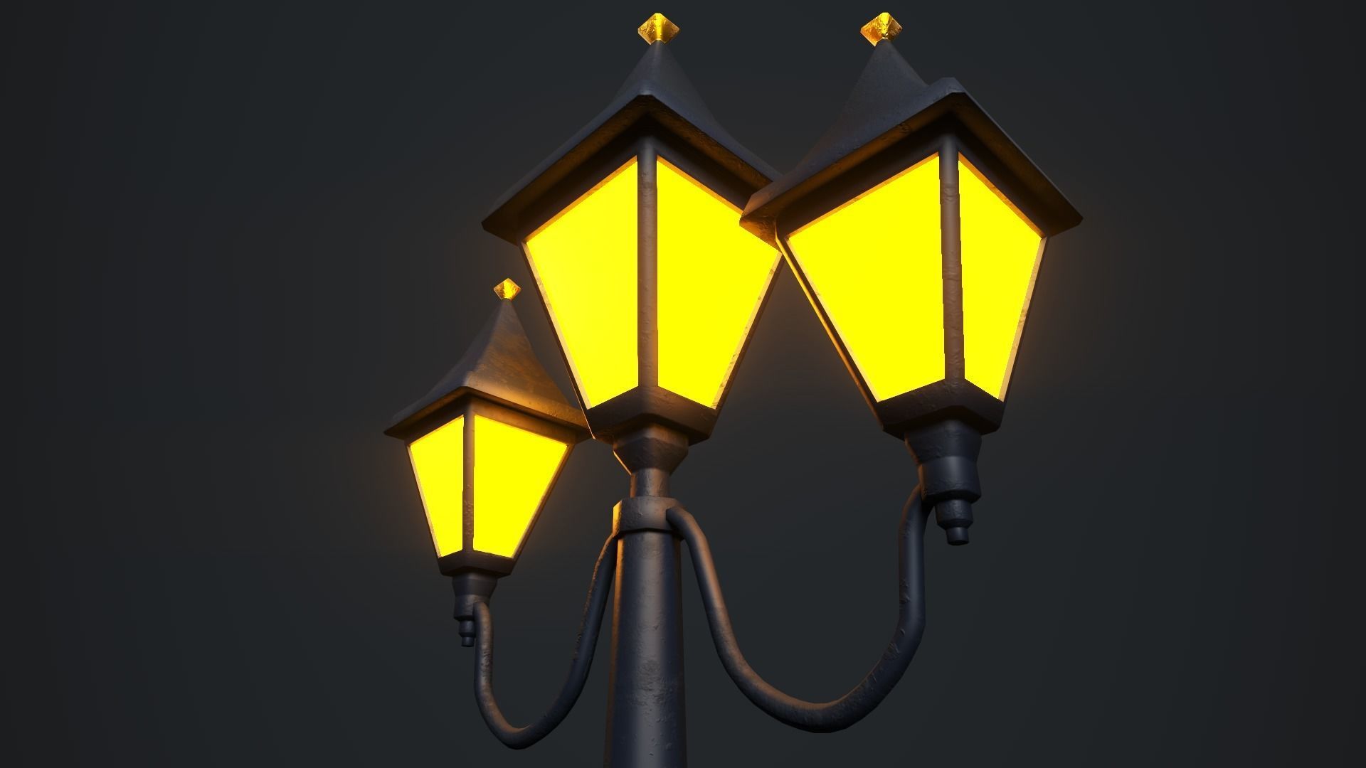 Victorian Street Lamp Low-poly 3D model_7