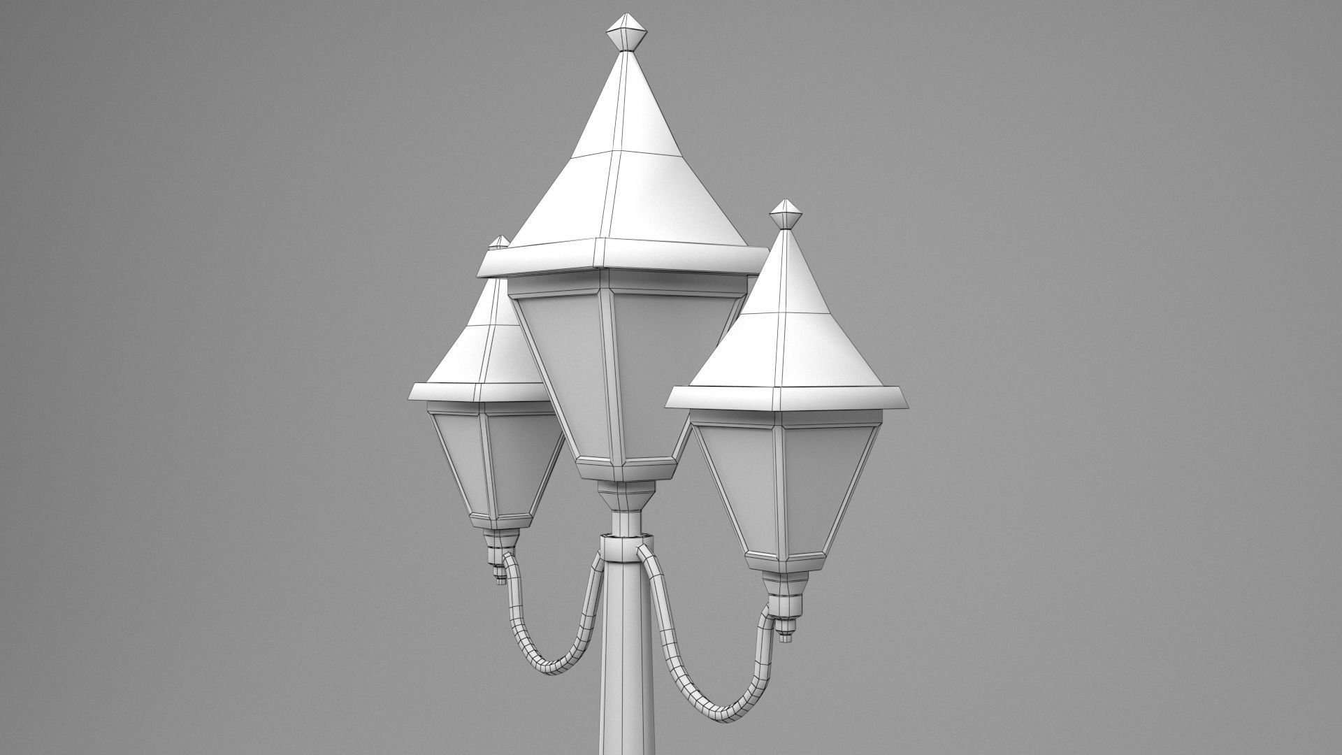 Victorian Street Lamp Low-poly 3D model_11