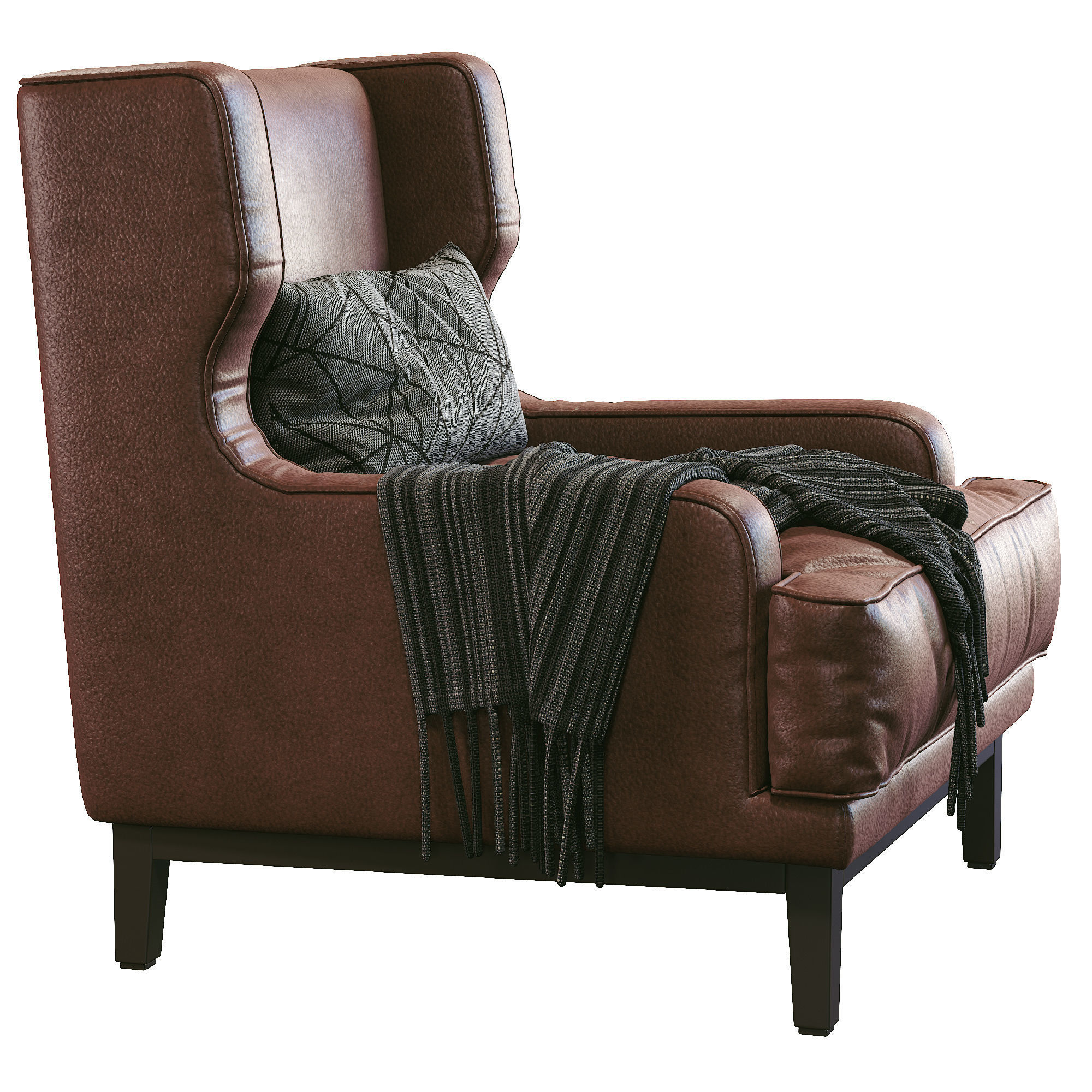 Leather Armchair Camille By Porada 3D model_3