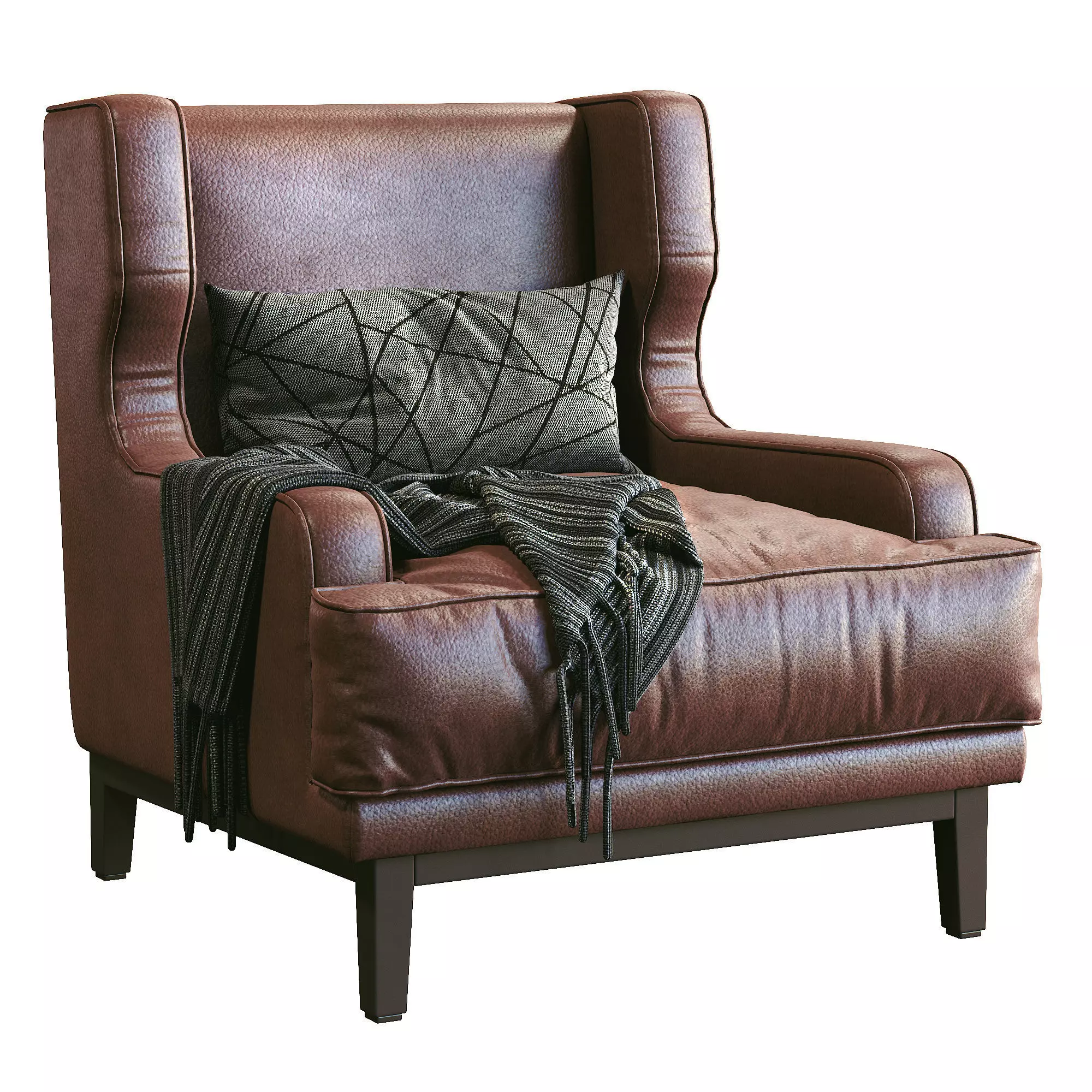 Leather Armchair Camille By Porada 3D model_0