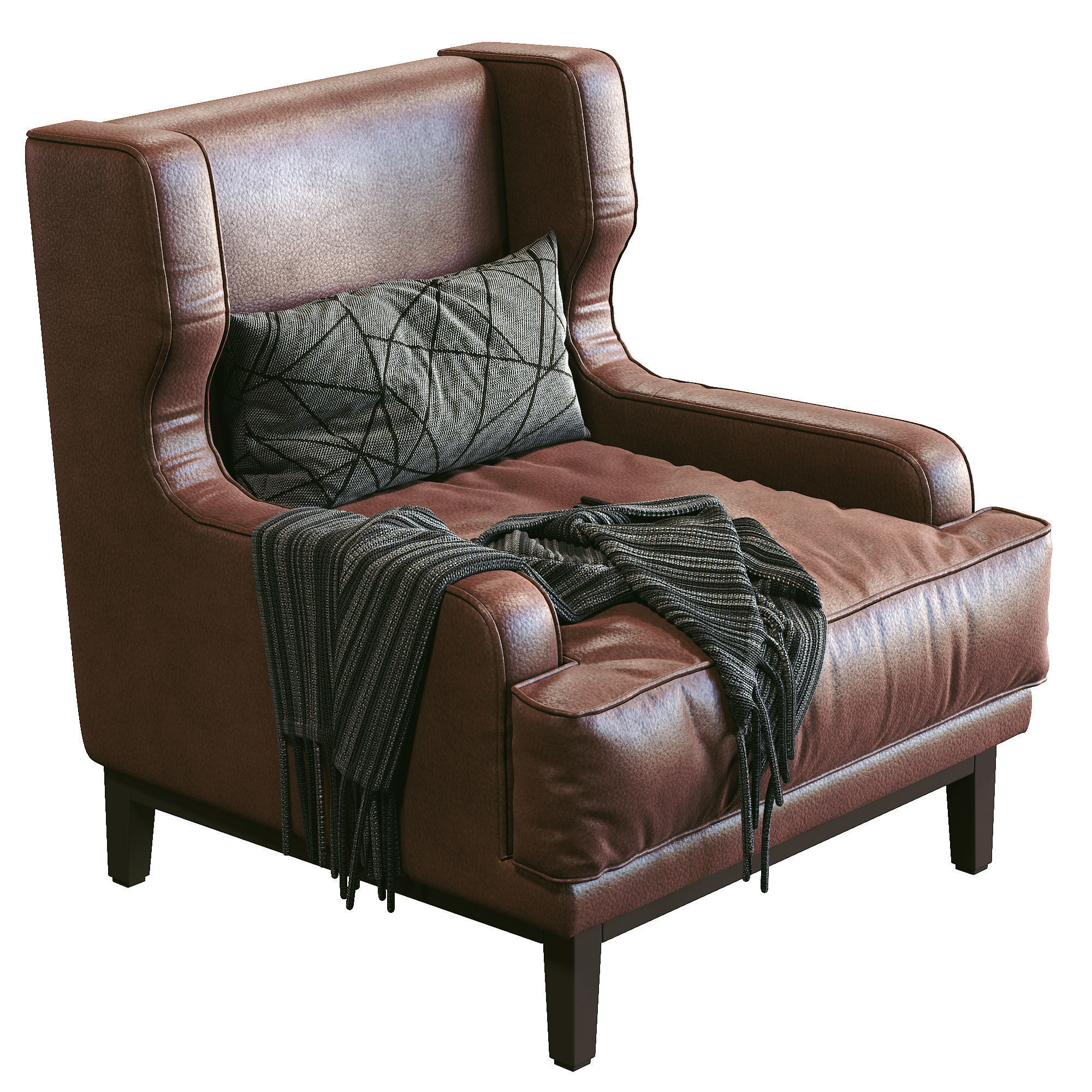 Leather Armchair Camille By Porada 3D model_1