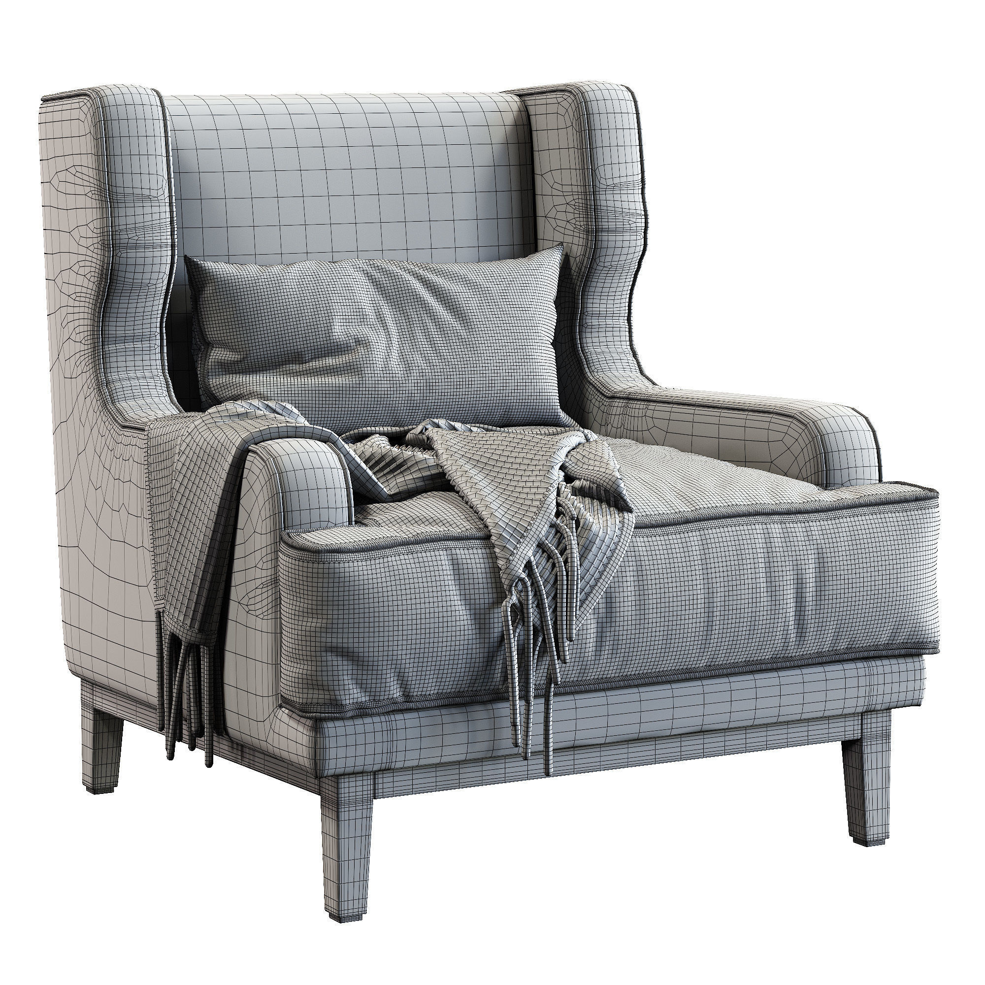 Leather Armchair Camille By Porada 3D model_4