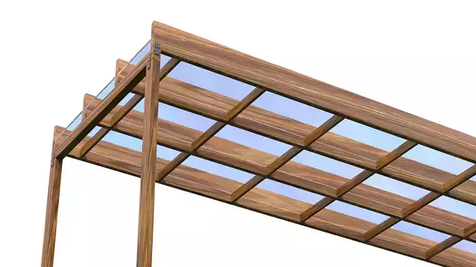 Wood beam glass pergola