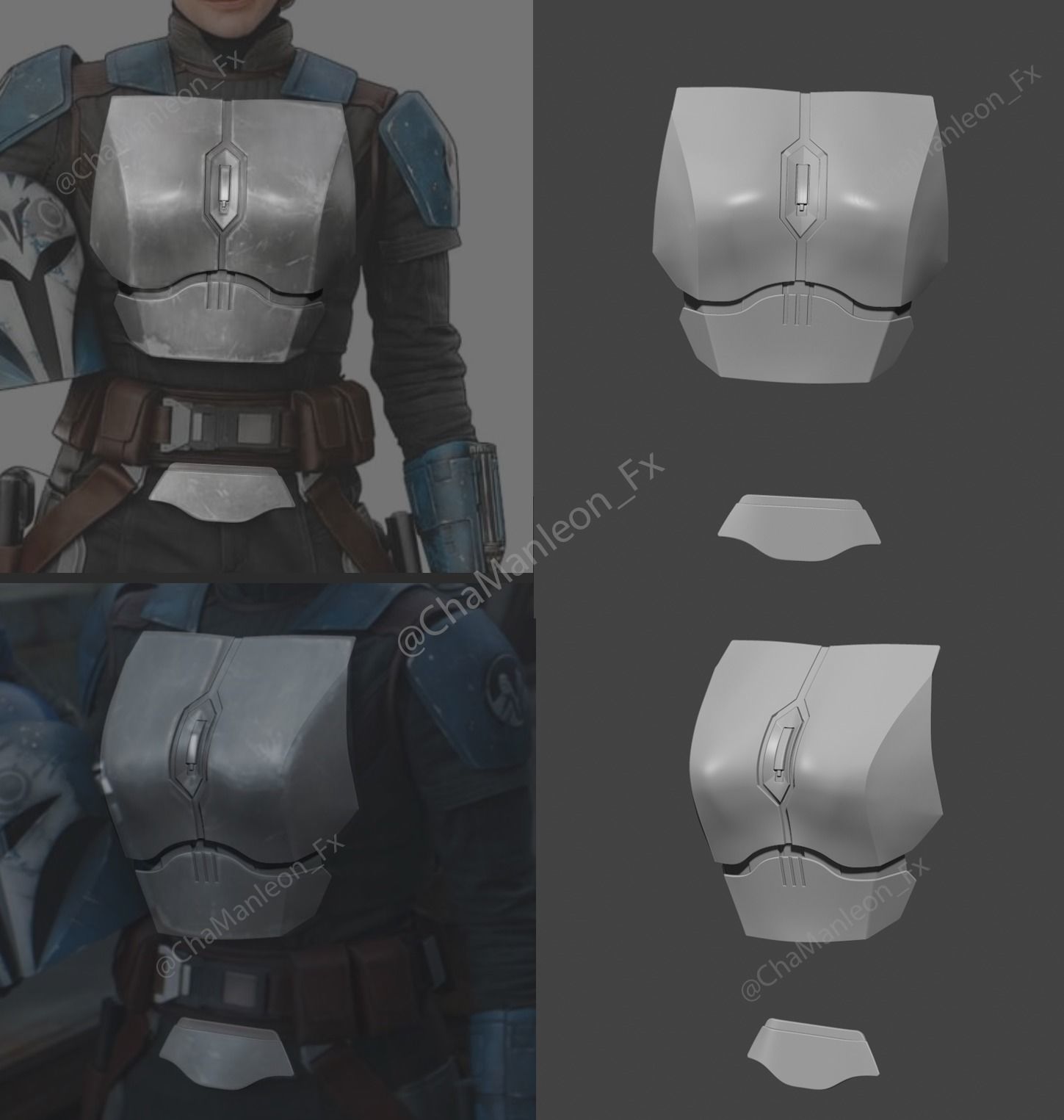 Bo Katan Mandalorian 3d Print Cosplay Breast Ab and Pelvic Armor 3D print model_1