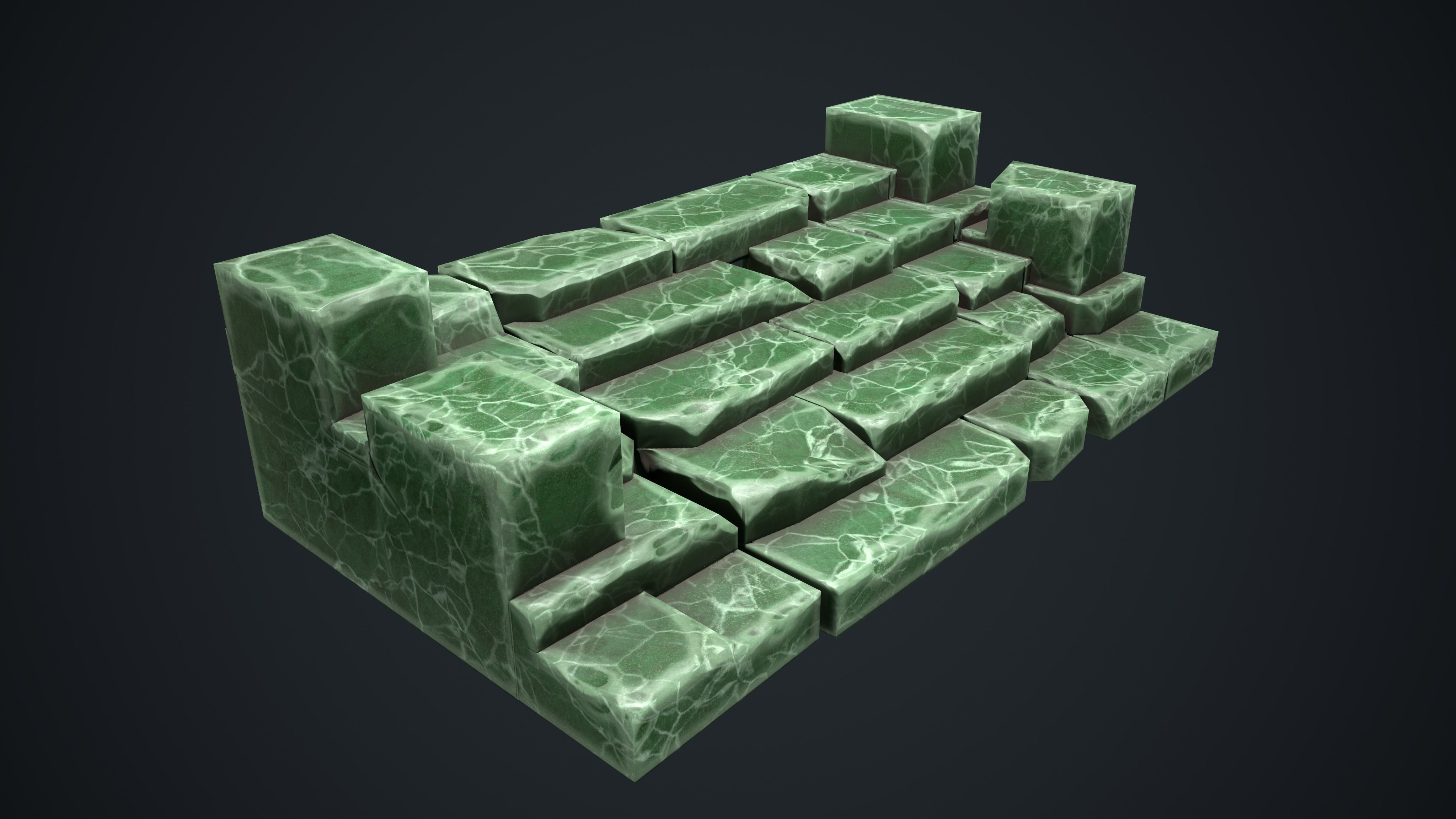 Stone and Marble Stairs Pack Low-poly 3D model_6