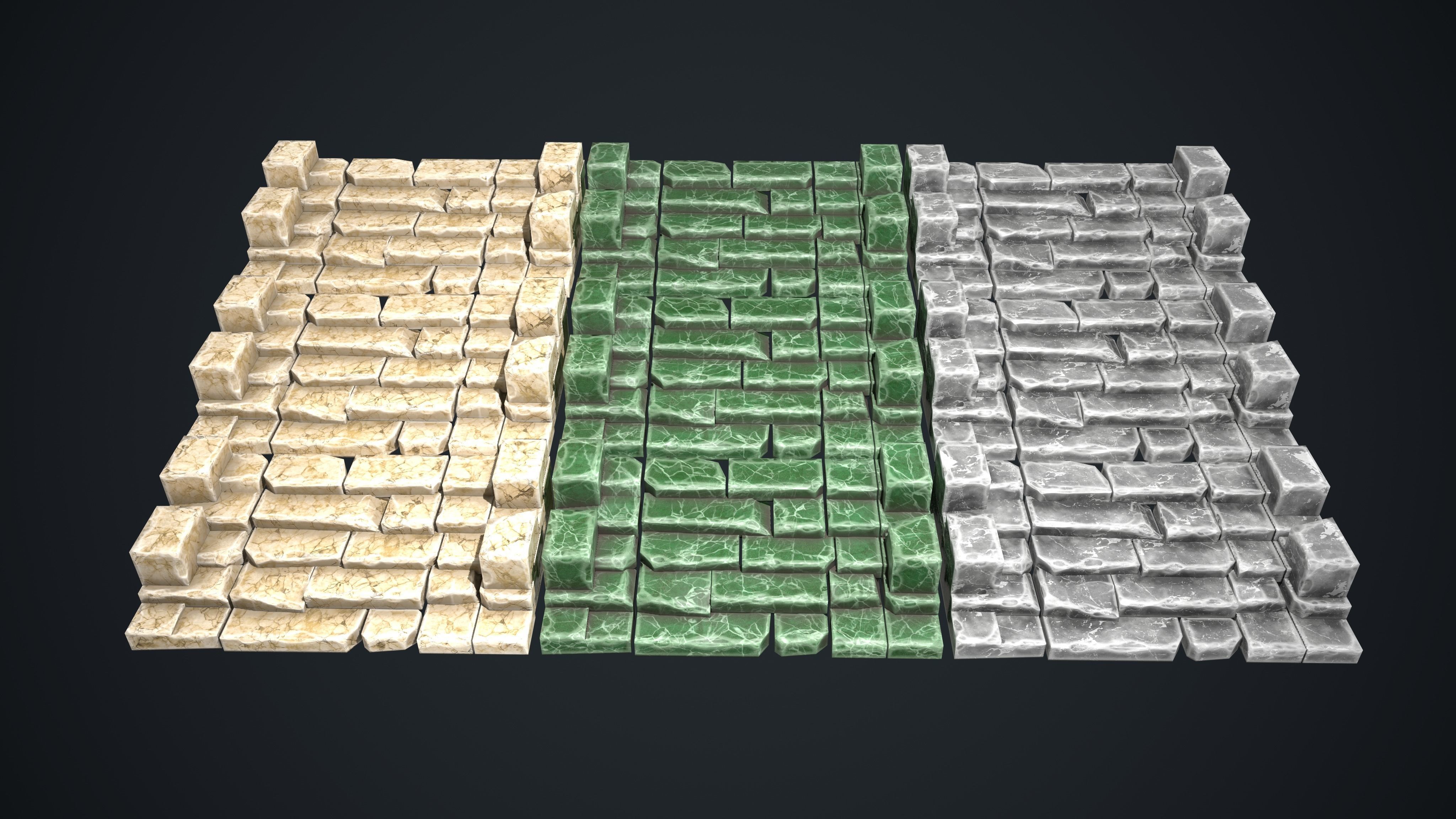 Stone and Marble Stairs Pack Low-poly 3D model_3