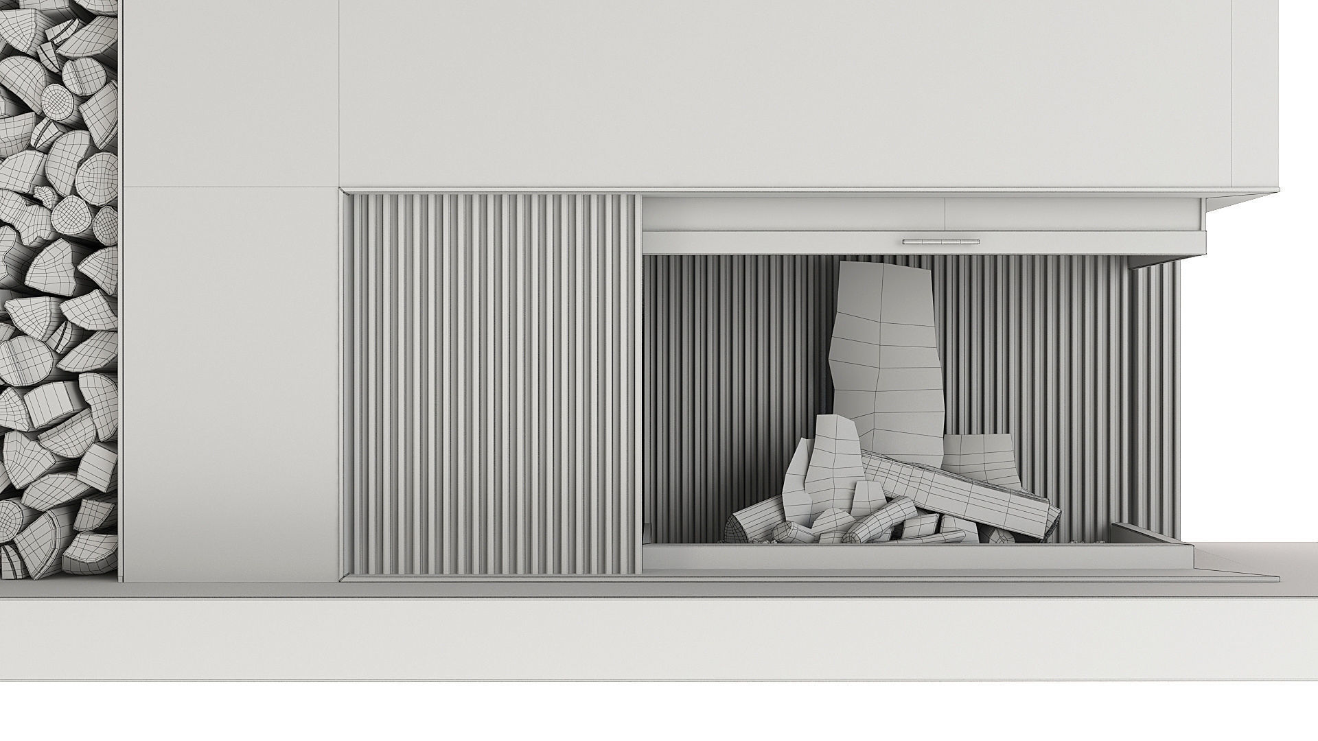 Fireplace modern with logs 3D model_16