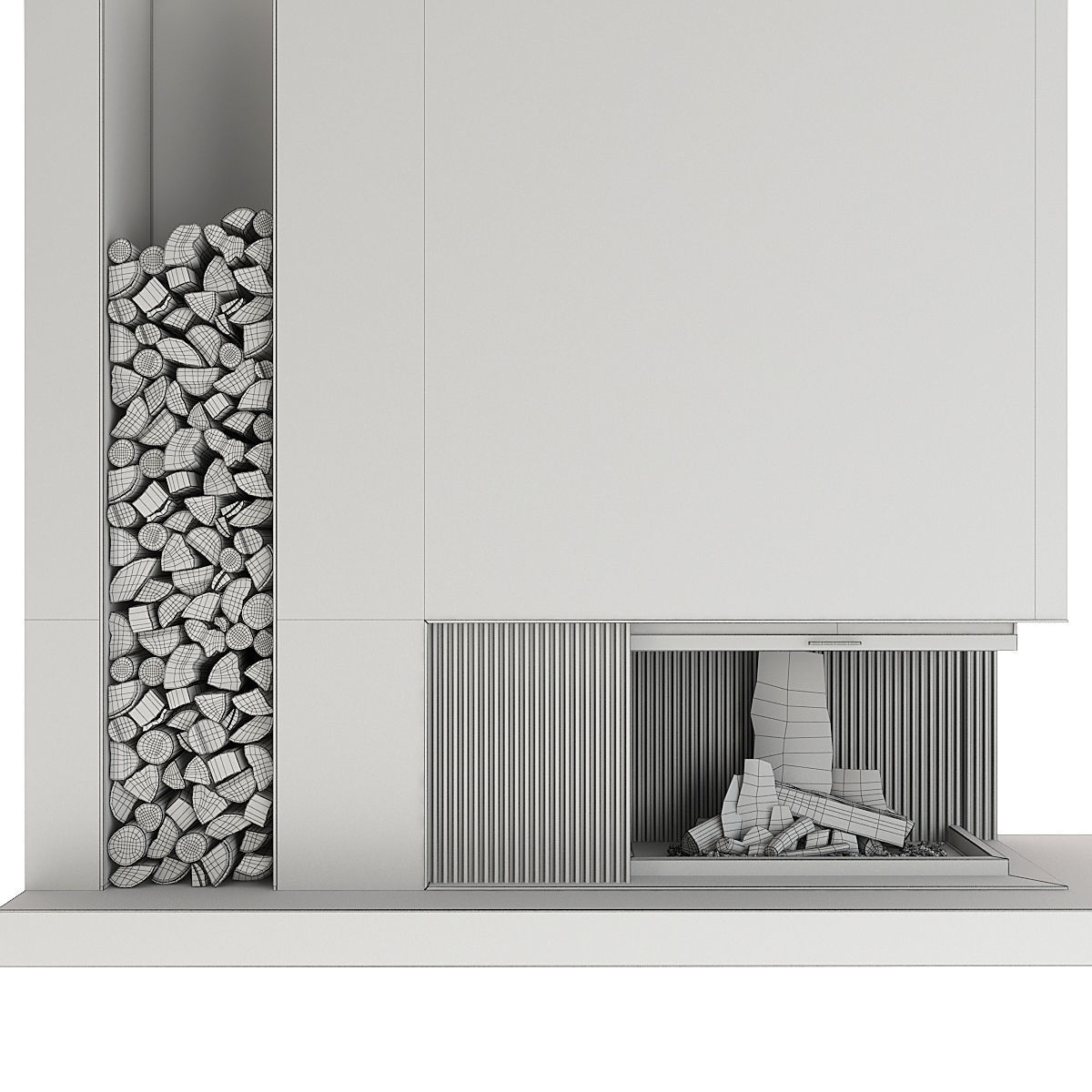 Fireplace modern with logs 3D model_15