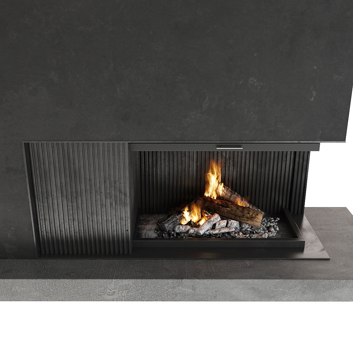 Fireplace modern with logs 3D model_14
