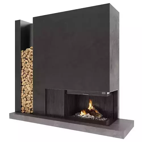 Fireplace modern with logs