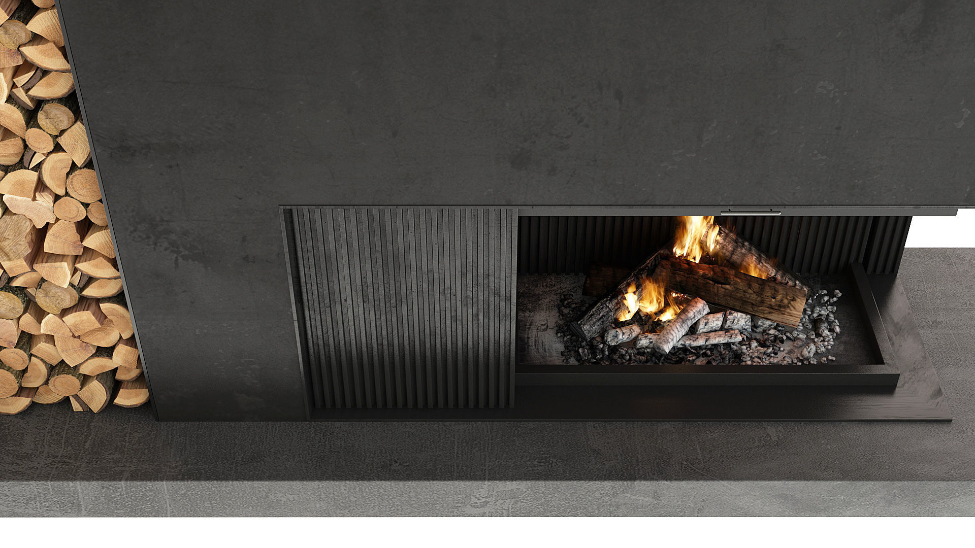 Fireplace modern with logs 3D model_12