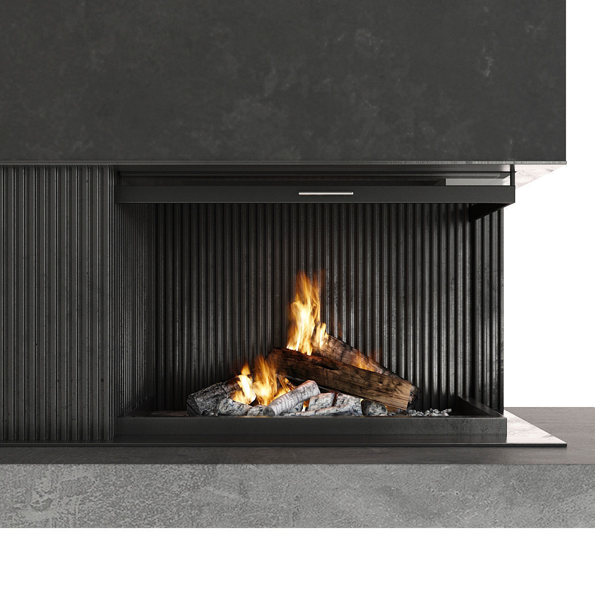 Fireplace modern with logs 3D model_10